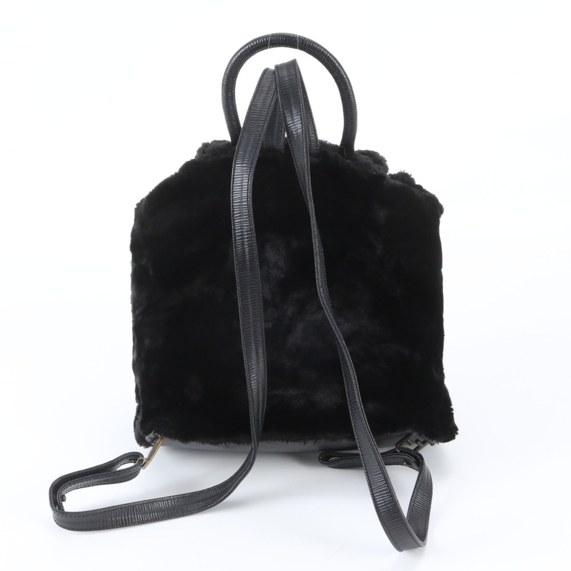 Fendi Black Leather Backpack Shoulder Bag (Pre-Owned)