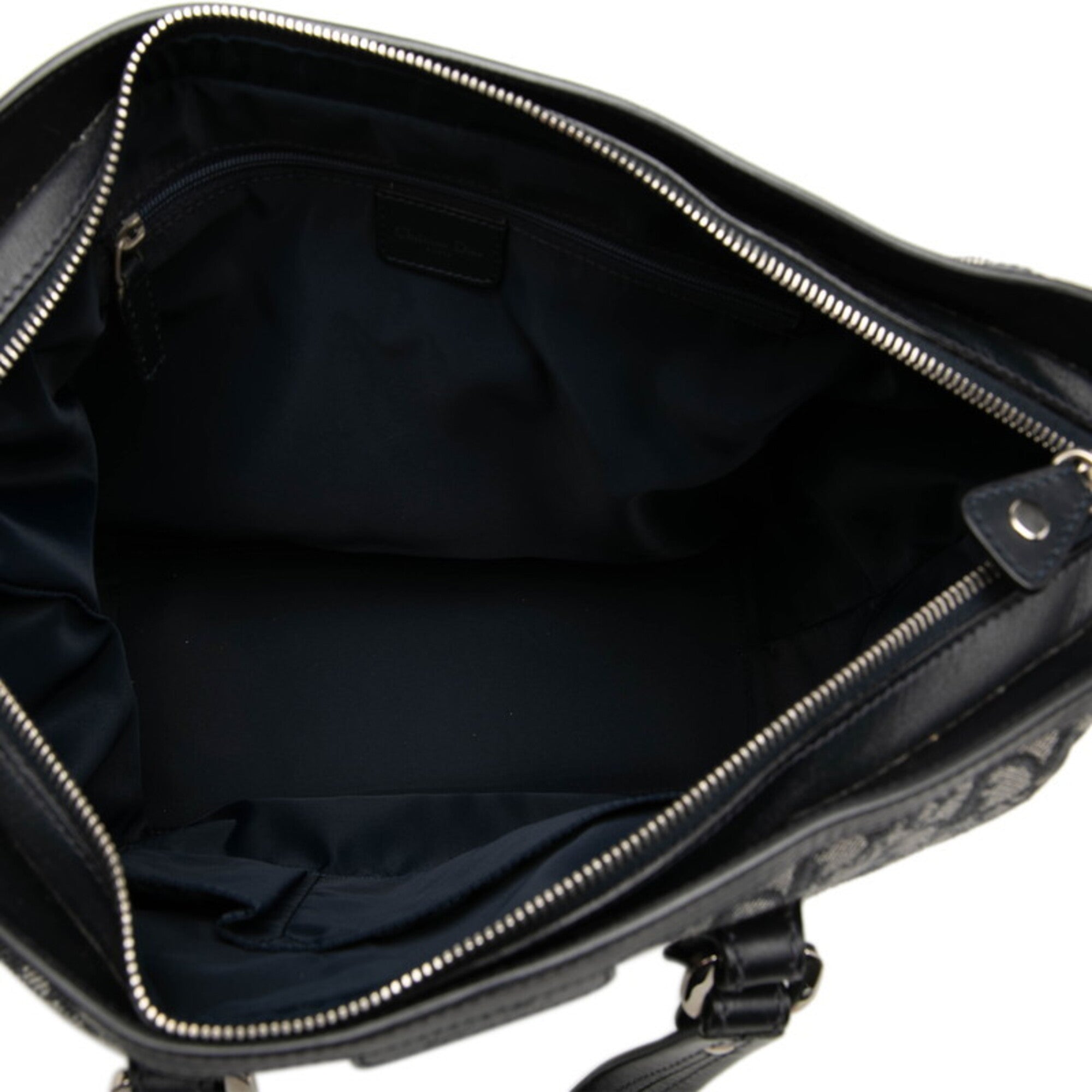 Christian Dior Navy Canvas Leather Handbag Tote Bag (Pre-Owned)