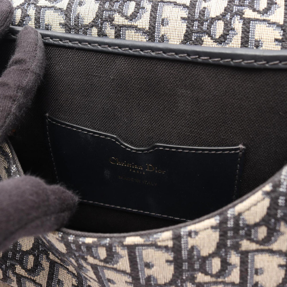 Christian Dior Beige Navy Canvas Leather Handbag Shoulder Bag (Pre-Owned)