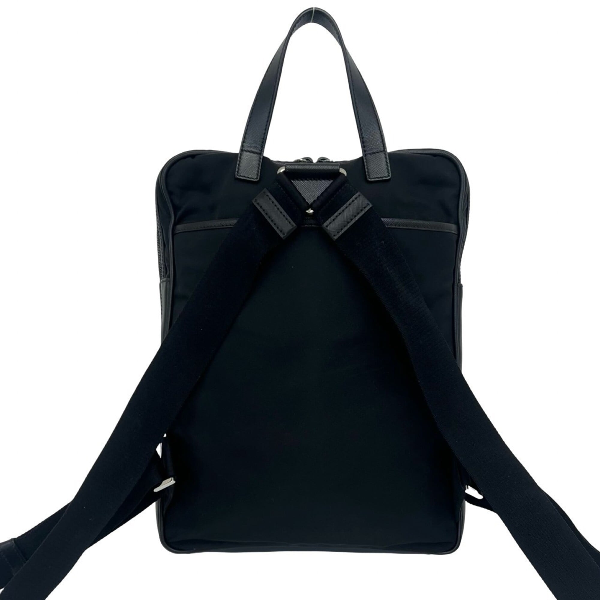 Prada Black Nylon Leather Backpack (Pre-Owned)