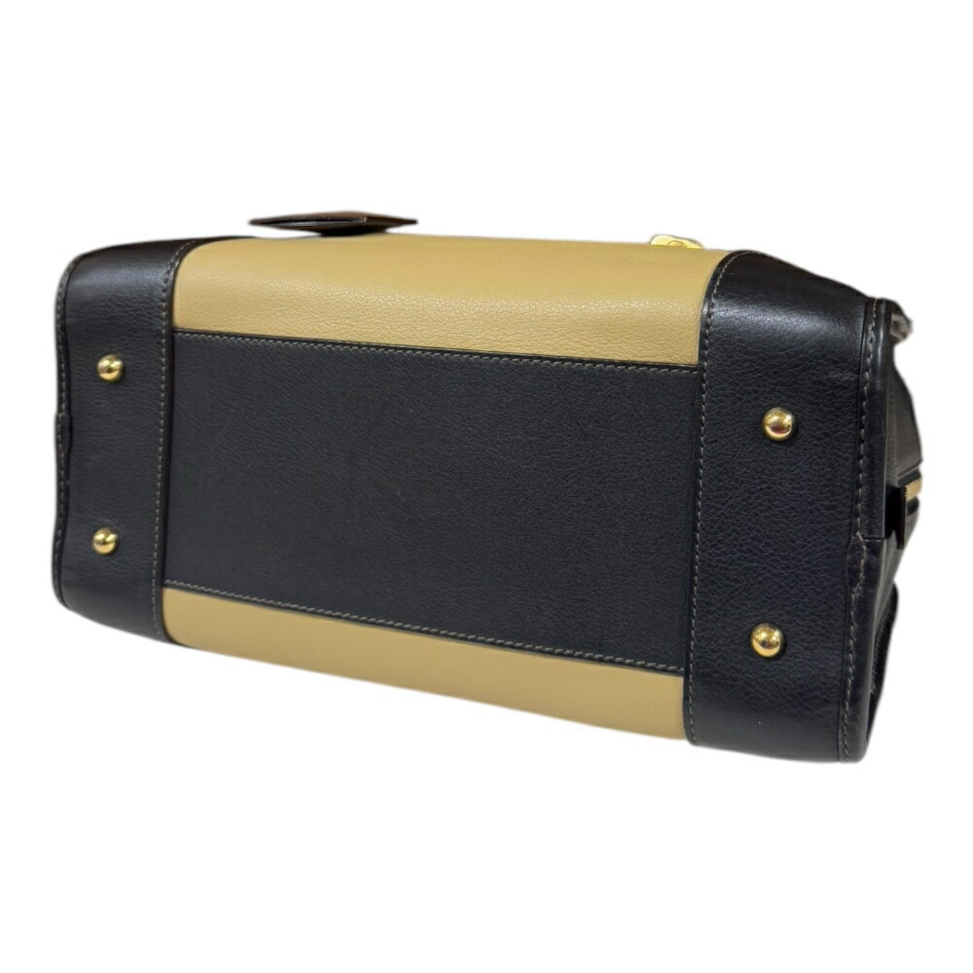 Loewe Beige Black Leather Handbag (Pre-Owned)