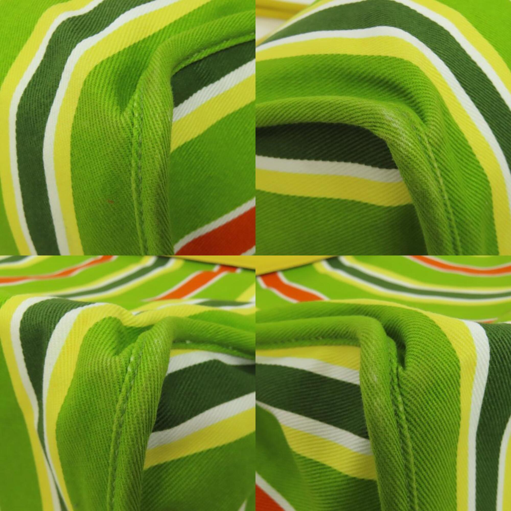 Miu Miu Green Yellow Canvas Tote Bag (Pre-Owned)