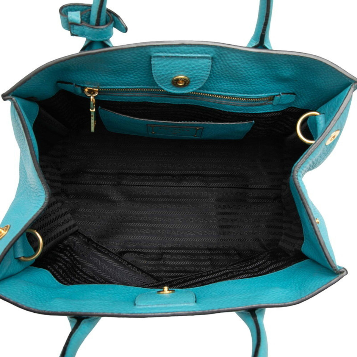 Prada Blue Leather Handbag Shoulder Bag (Pre-Owned)