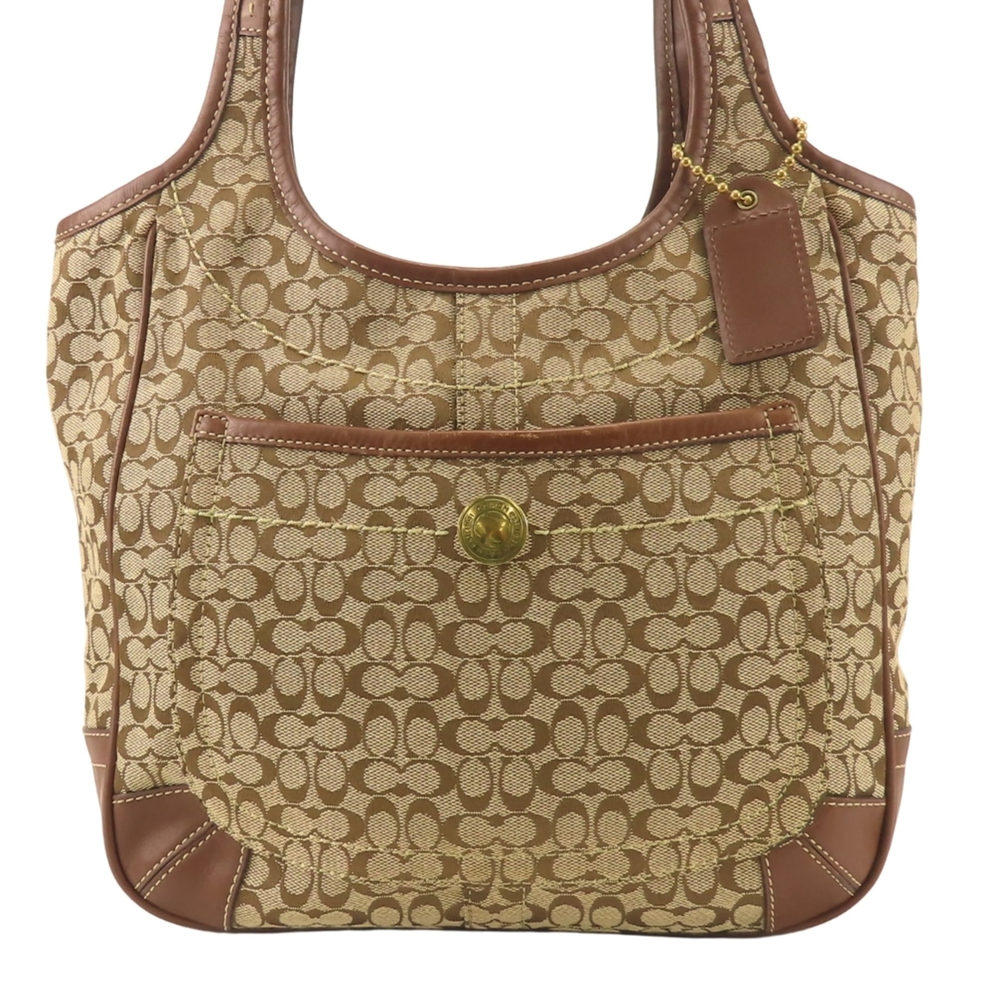 Coach Brown Canvas Leather Shoulder Bag (Pre-Owned)