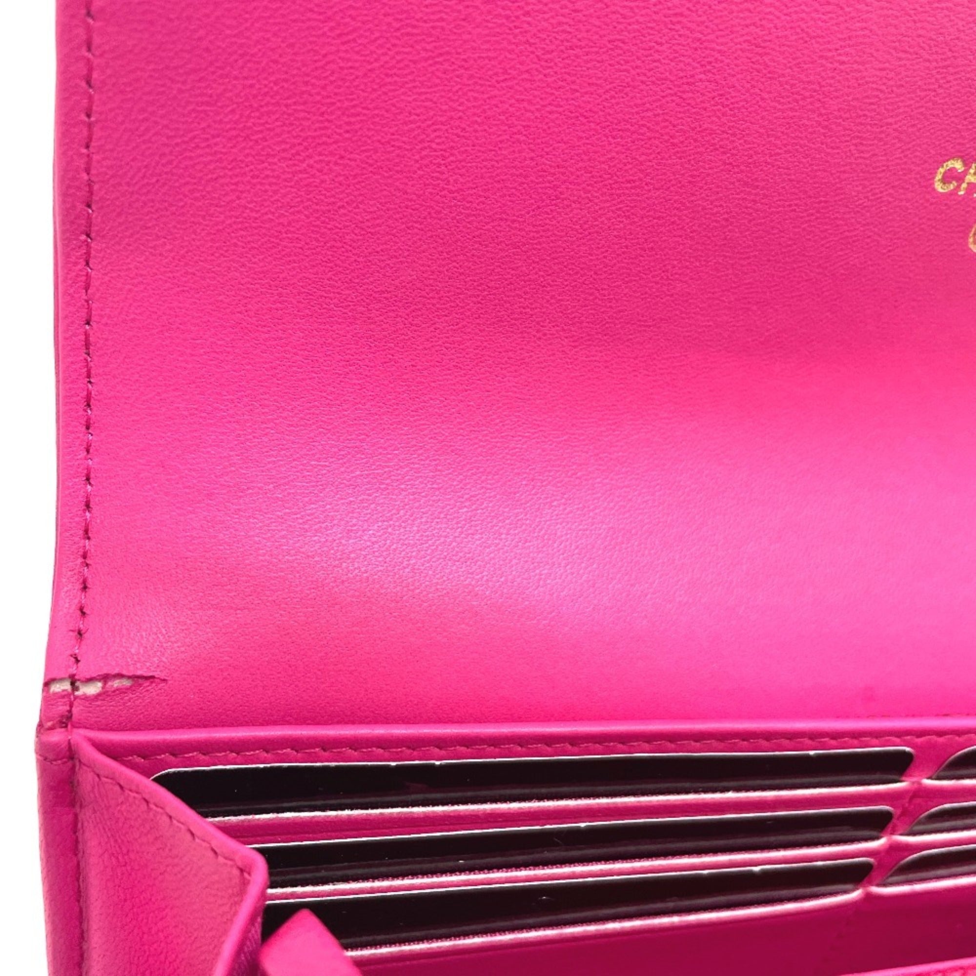 Chanel Matelasse Pink Leather Long Wallet (Bi-Fold) (Pre-Owned)