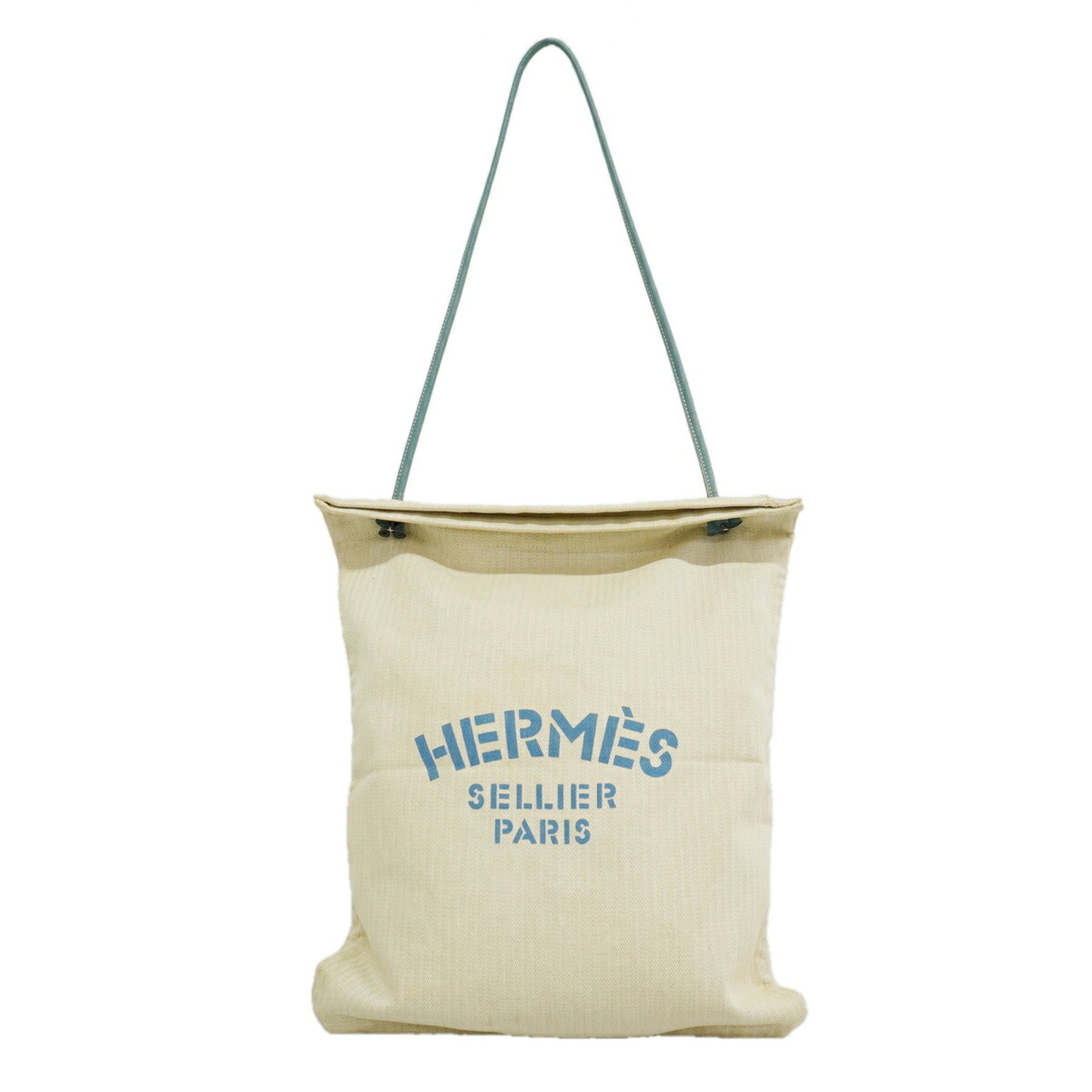 Hermes Blue Toile Chevron Shoulder Bag (Pre-Owned)