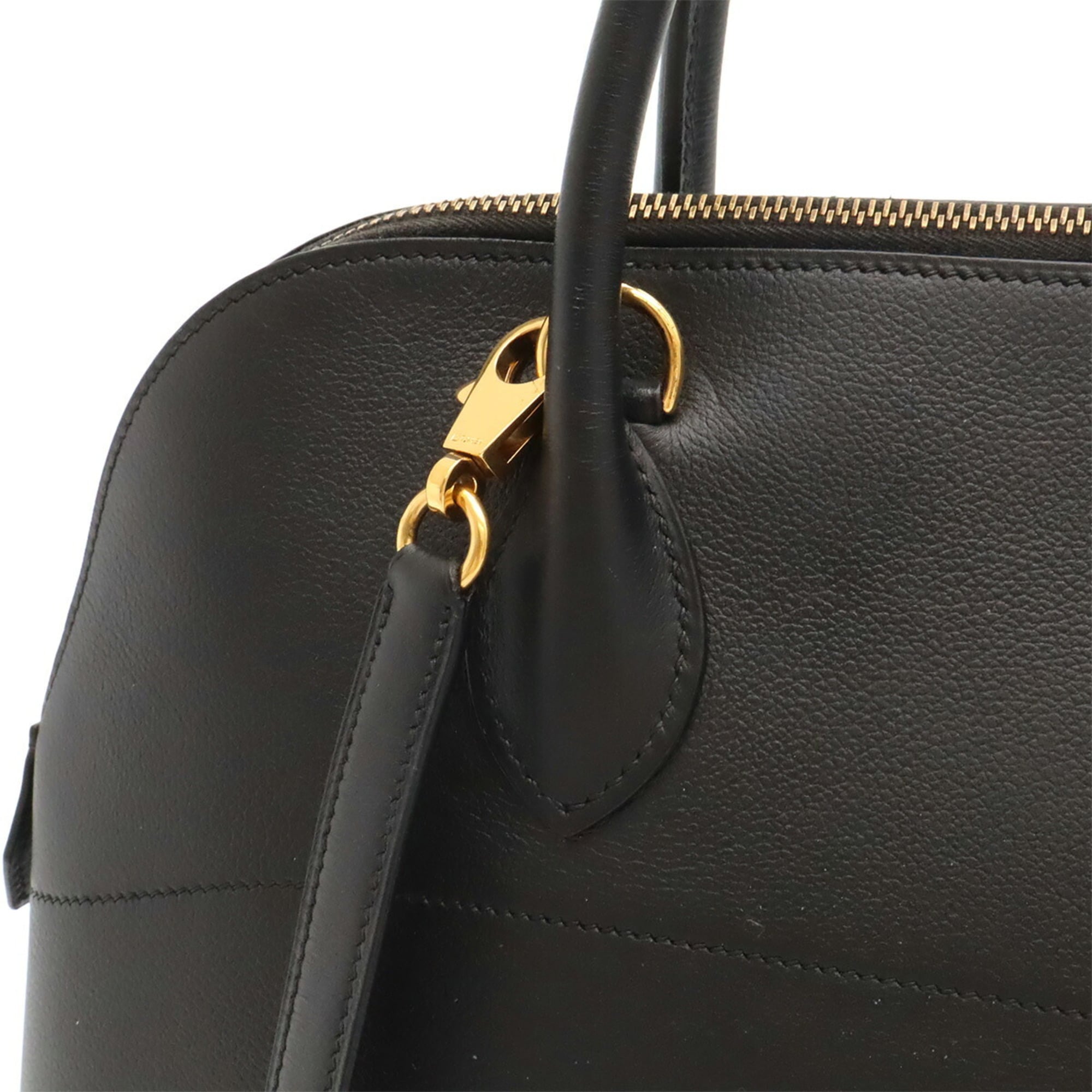 Hermes Black Leather Handbag Shoulder Bag Tote Bag (Pre-Owned)