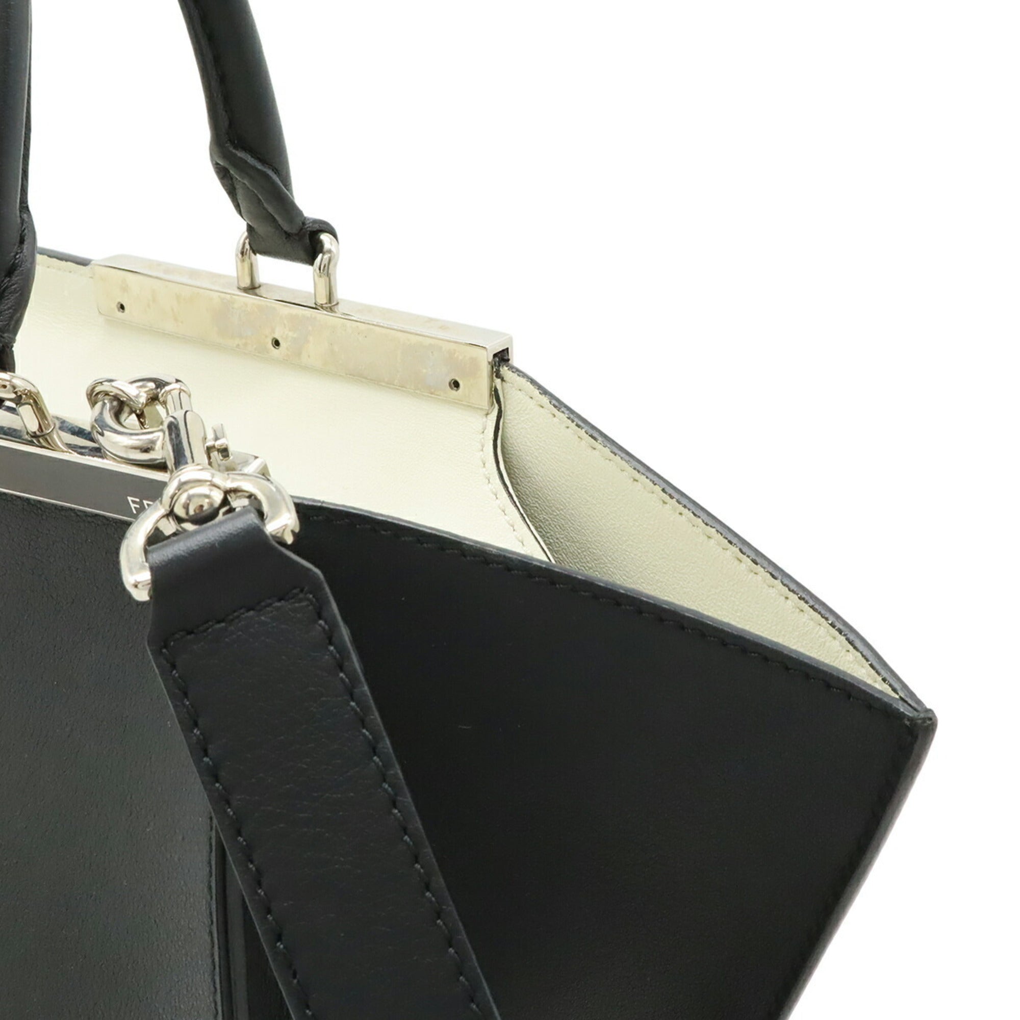Fendi 3Jours Black Leather Handbag Shoulder Bag (Pre-Owned)
