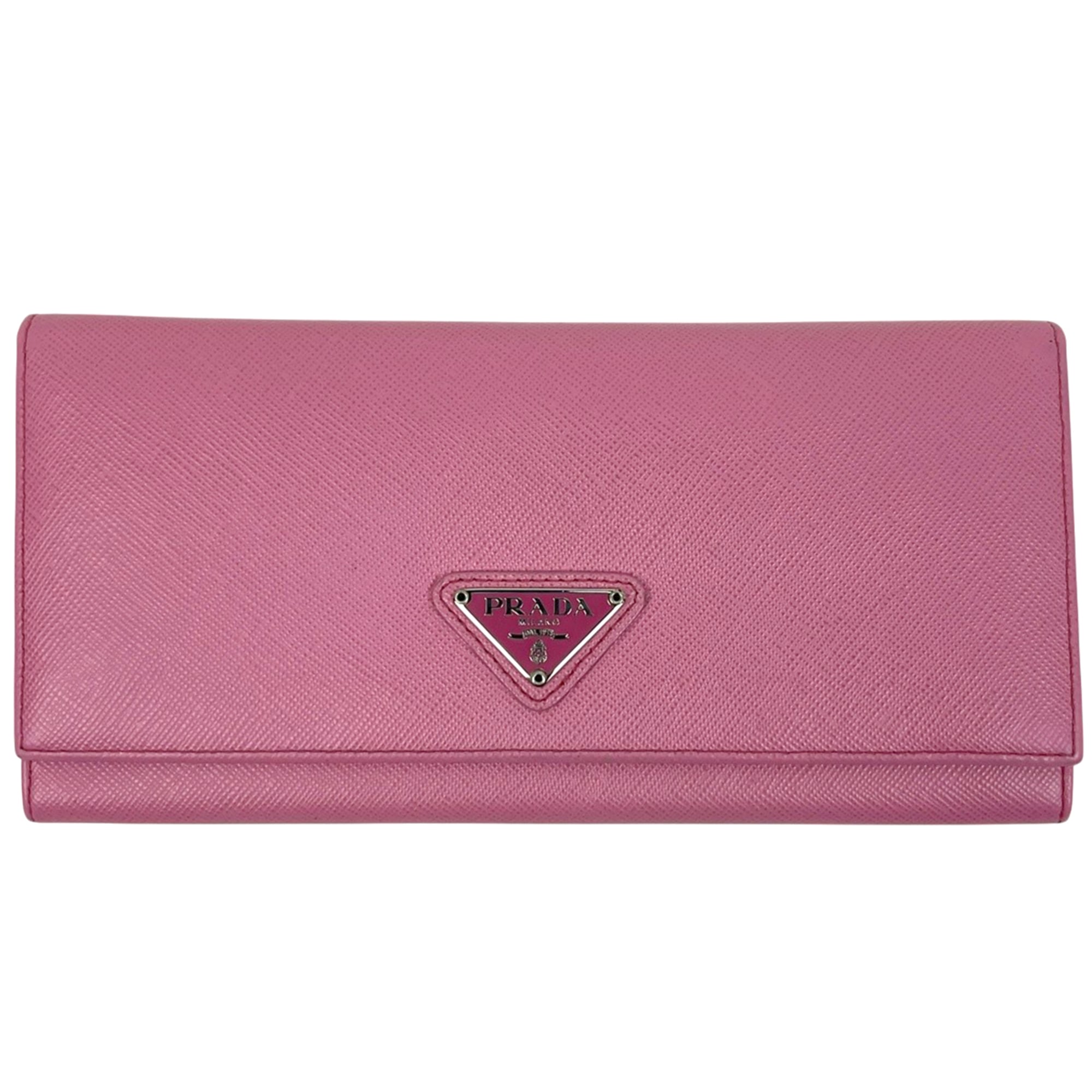 Prada Pink Leather Long Wallet (Bi-Fold) (Pre-Owned)