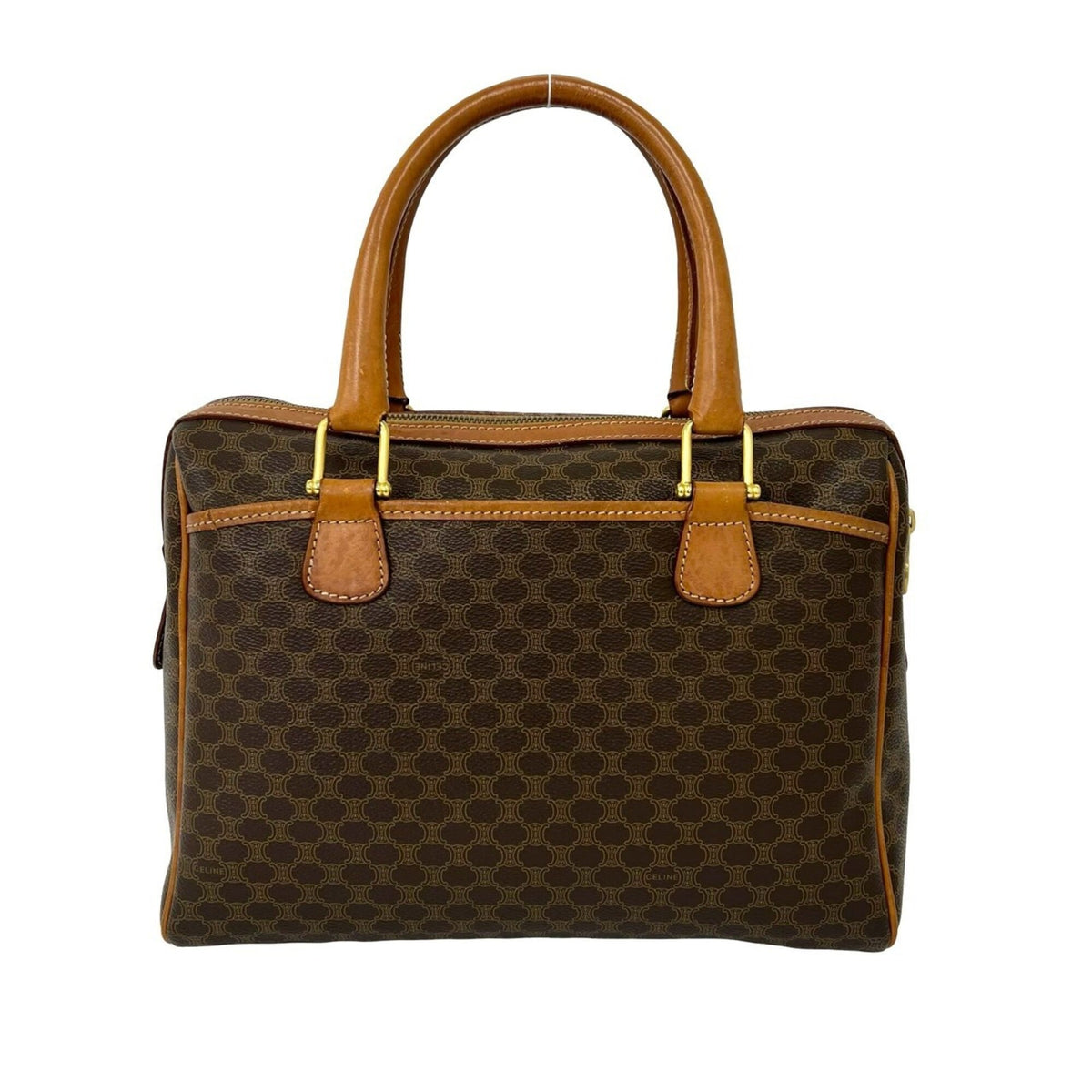 Celine Brown Pvc Leather Boston Bag Handbag Tote Bag (Pre-Owned)