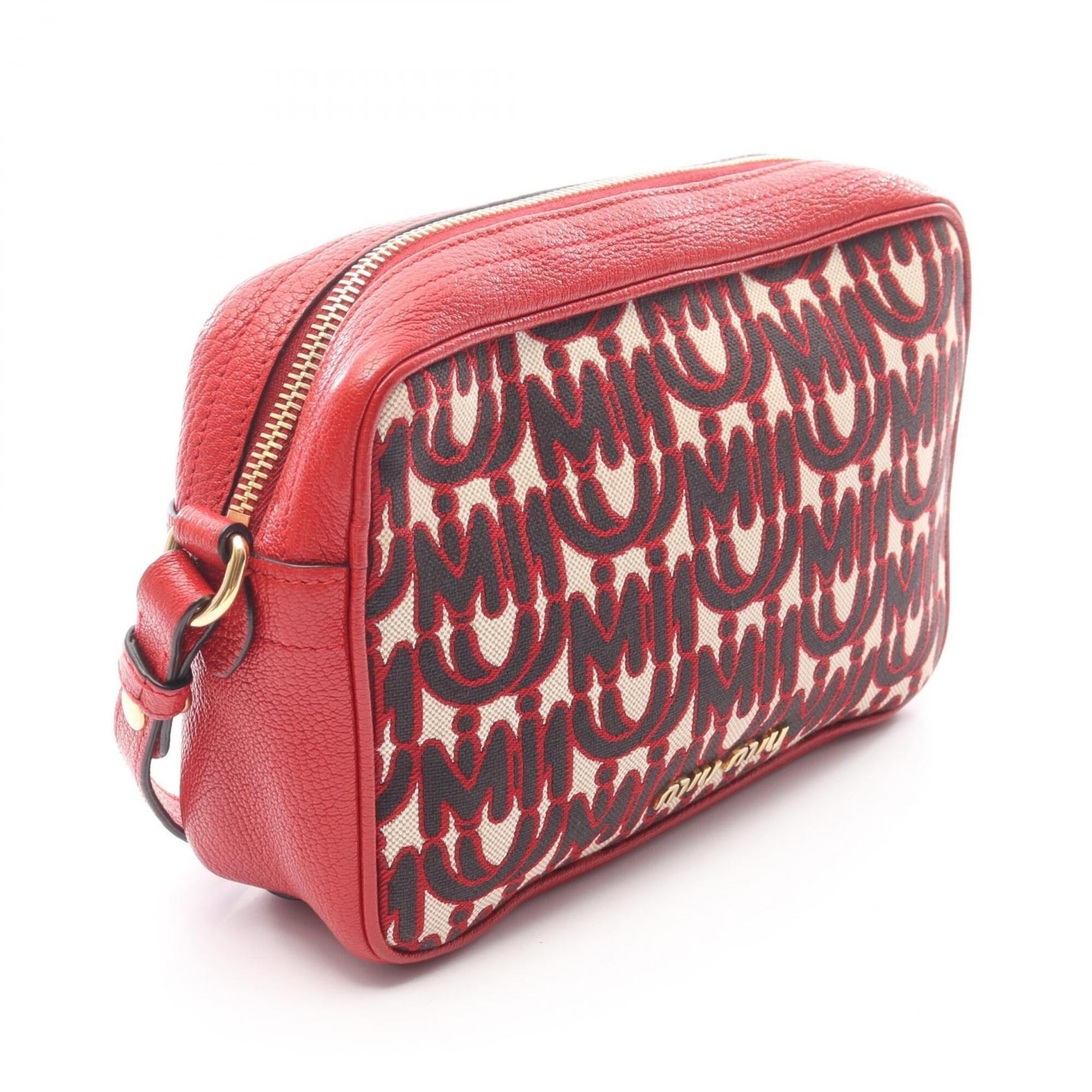 Miu Miu Black Ivory Red Color Leather Handbag Shoulder Bag (Pre-Owned)