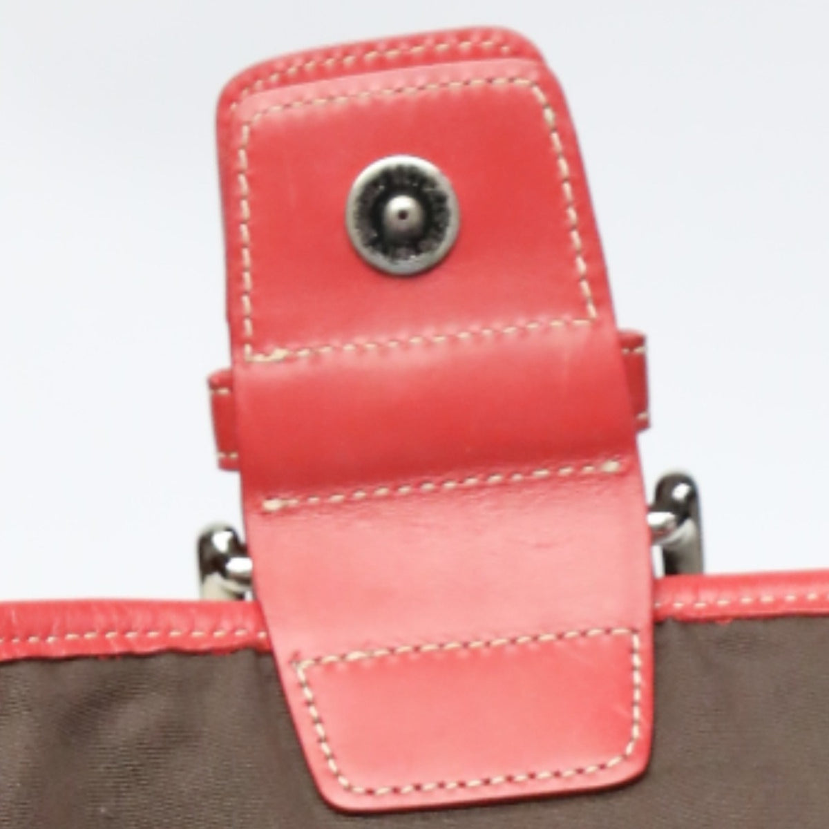 Coach Brown Red Color Canvas Shoulder Bag (Pre-Owned)