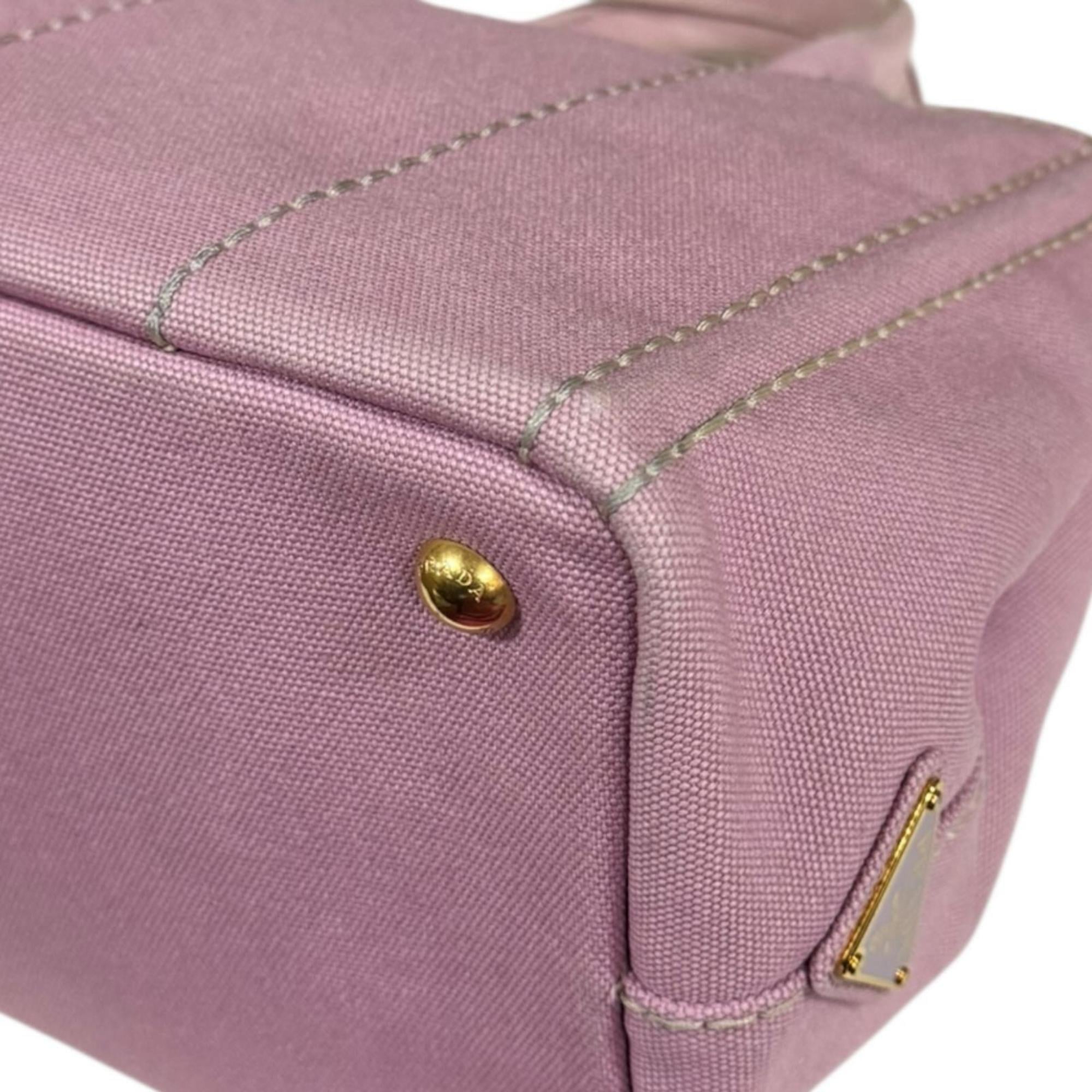 Prada Bianco Pink Canvas Shoulder Bag (Pre-Owned)