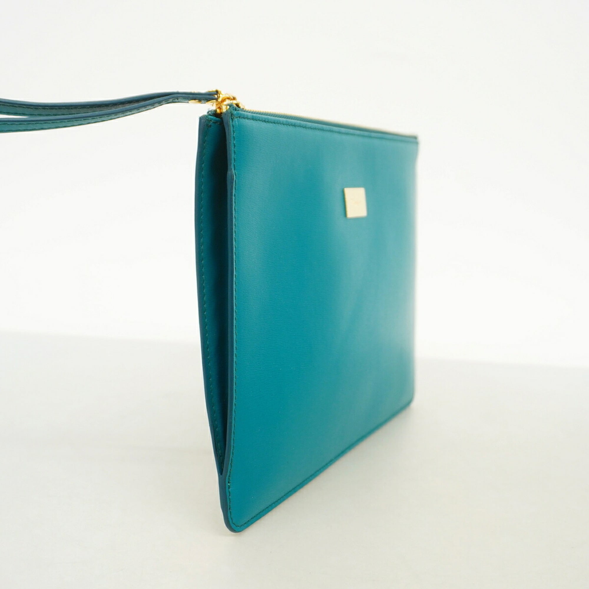 Salvatore Ferragamo Green Leather Clutch Bag (Pre-Owned)