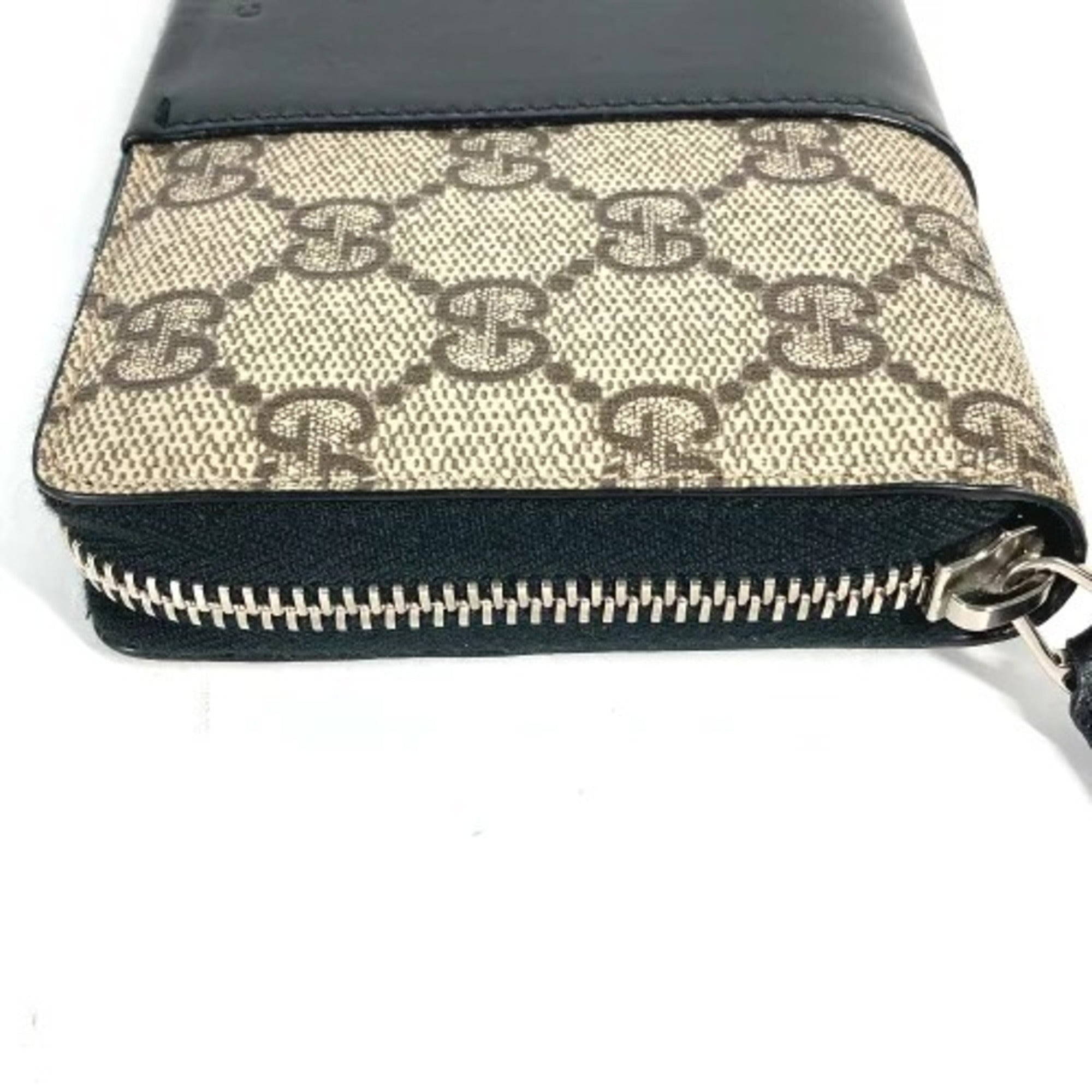 Gucci Beige Black Pvc Leather Long Wallet (Bi-Fold) (Pre-Owned)