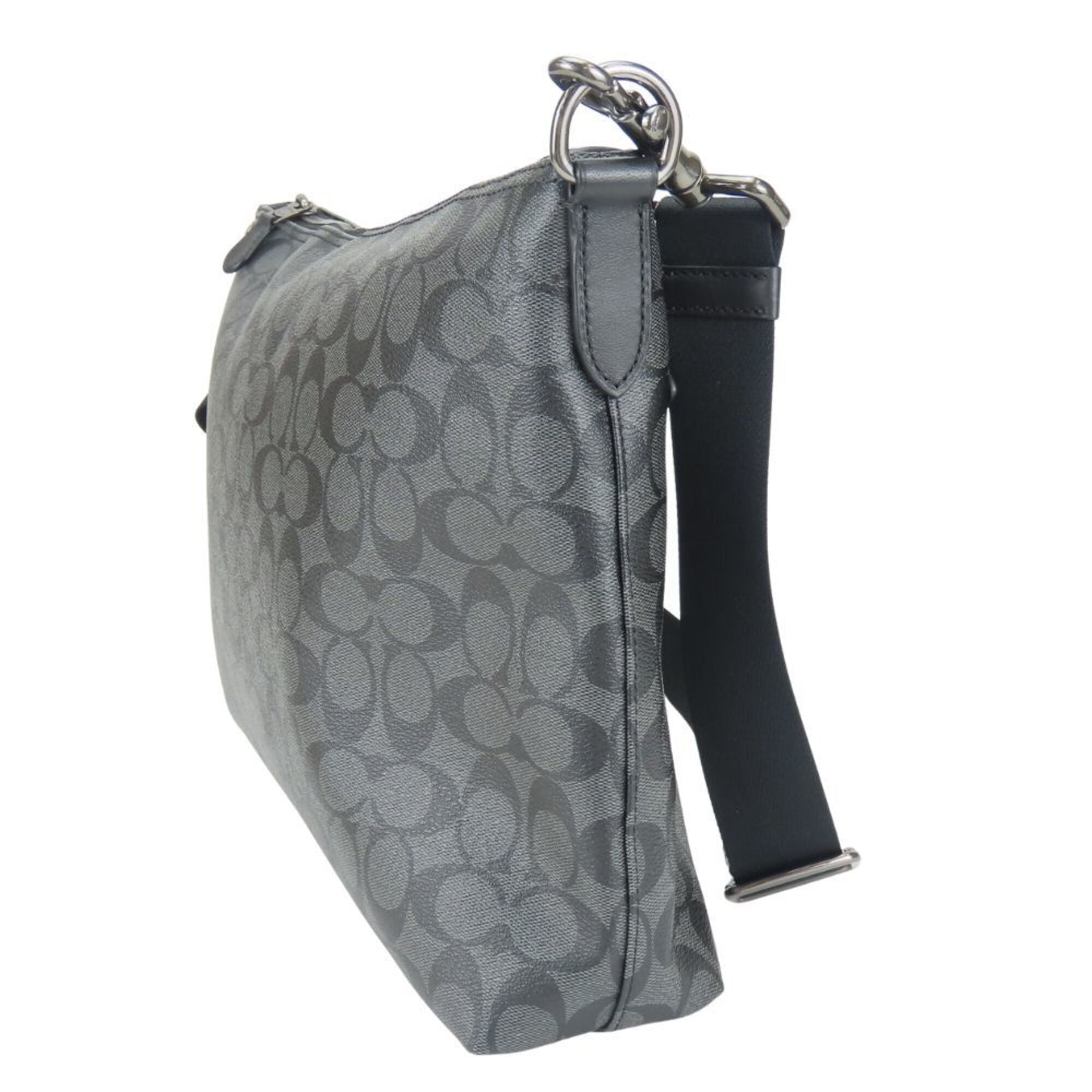 Coach Black Dark Gray Pvc Coated Canvas Leather Shoulder Bag (Pre-Owned)