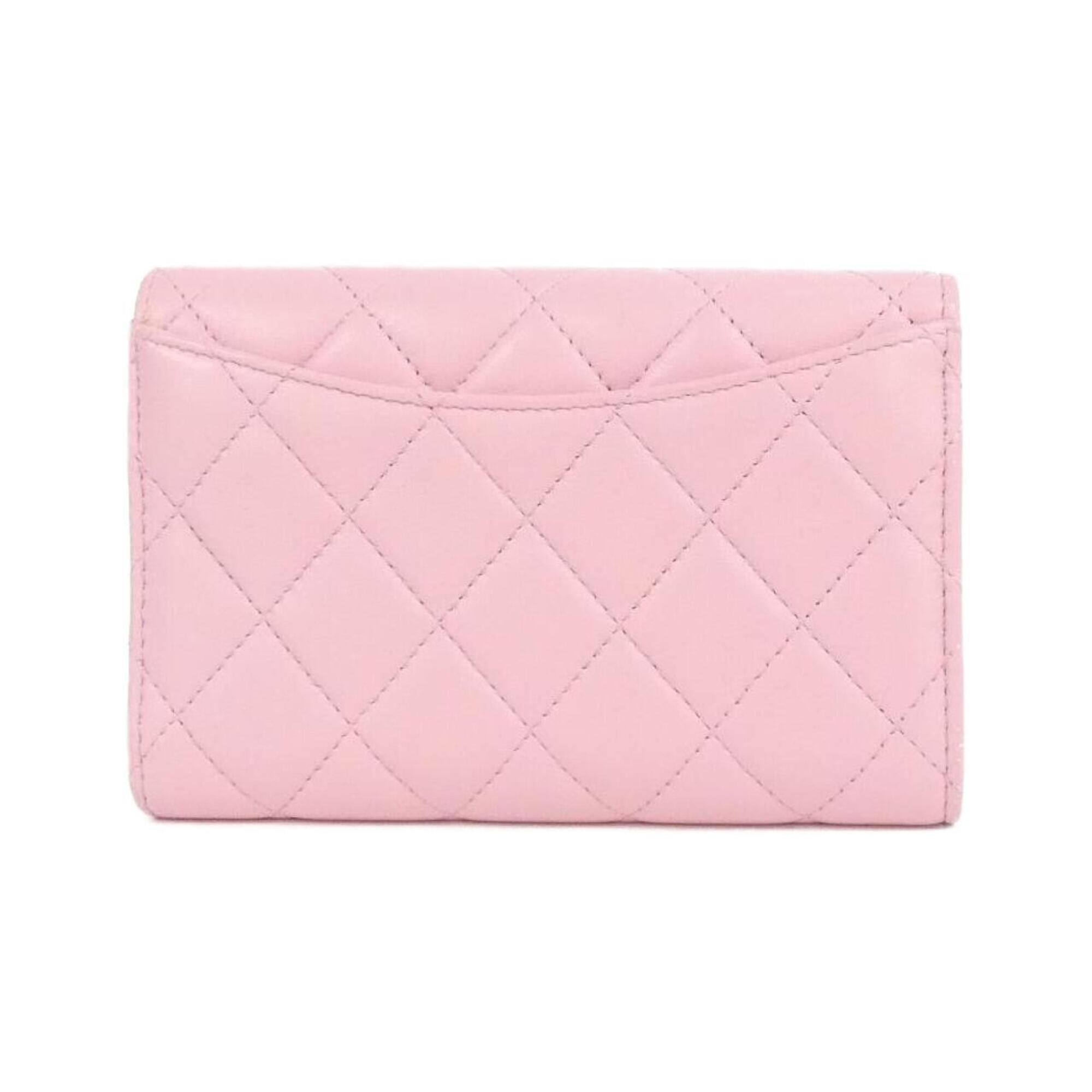 Chanel Pink Leather Wallet (Tri-Fold) (Pre-Owned)