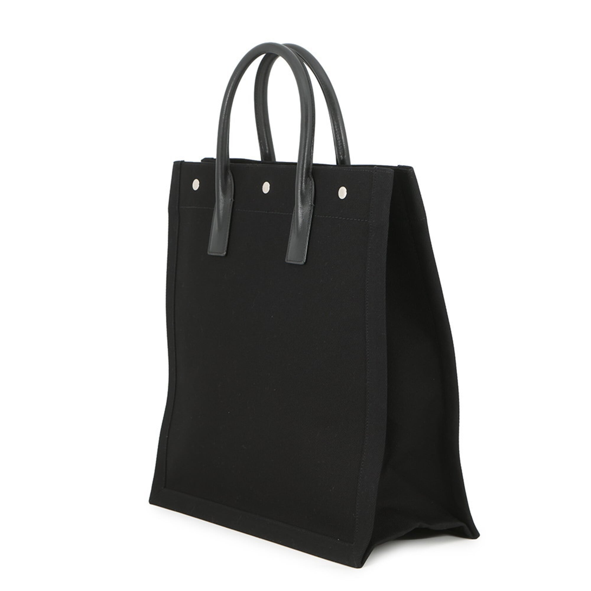 Yves Saint Laurent Black Canvas Handbag Tote Bag (Pre-Owned)