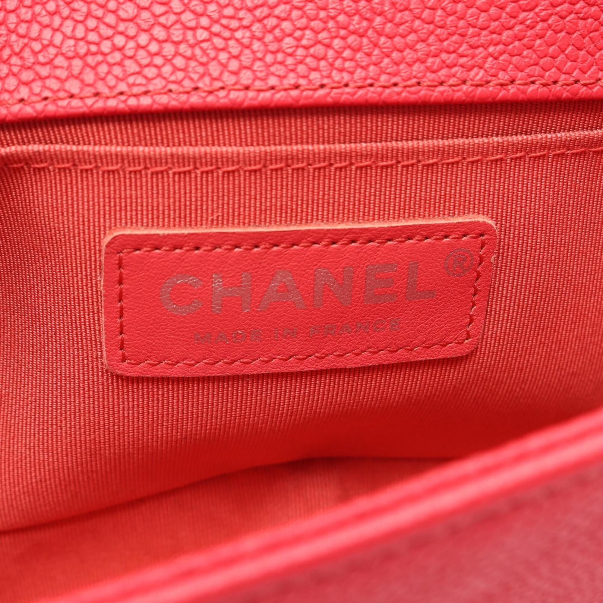 Chanel Red Color Grained Calfskin Handbag Shoulder Bag (Pre-Owned)