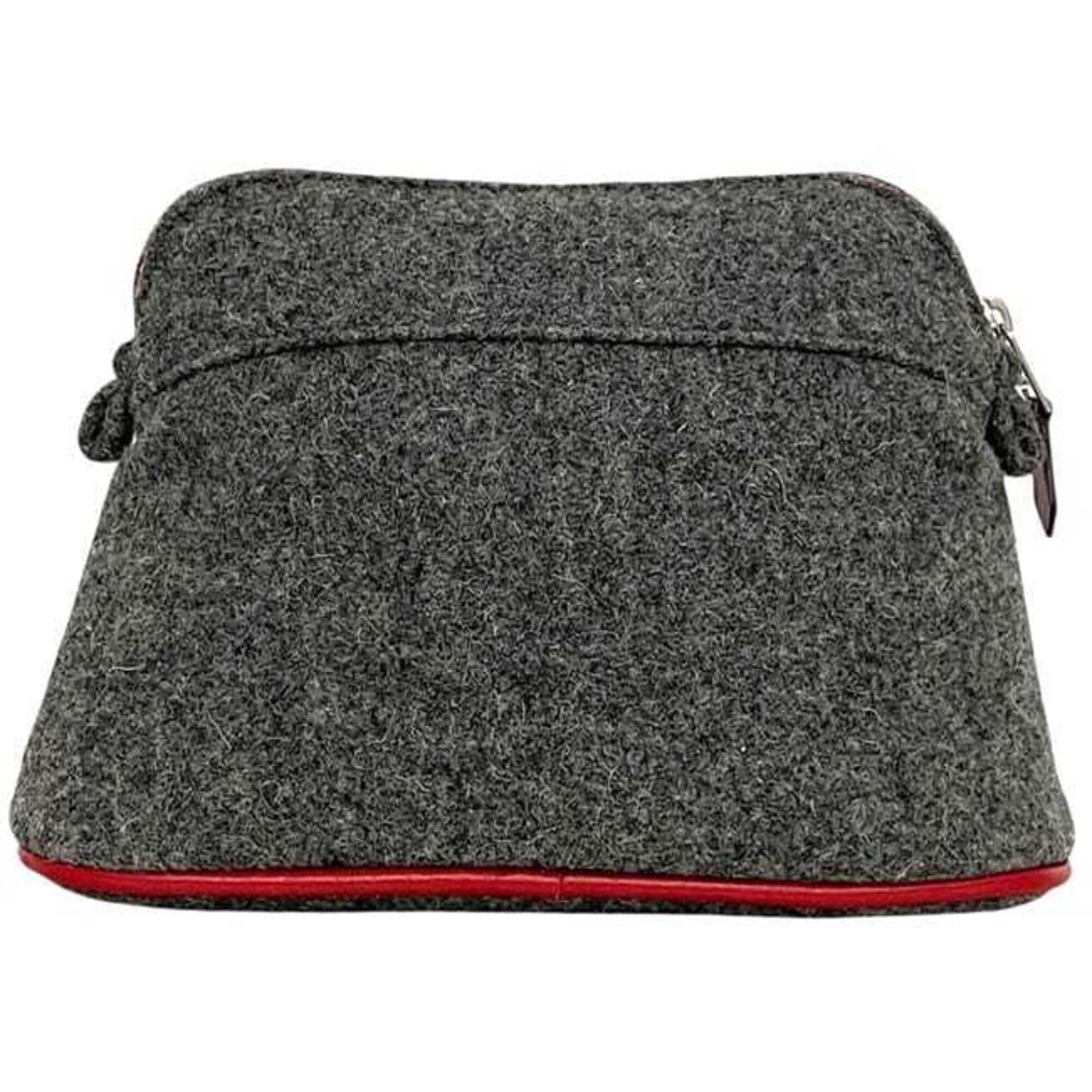 Hermes Bolide Gray Wool Pouch (Pre-Owned)