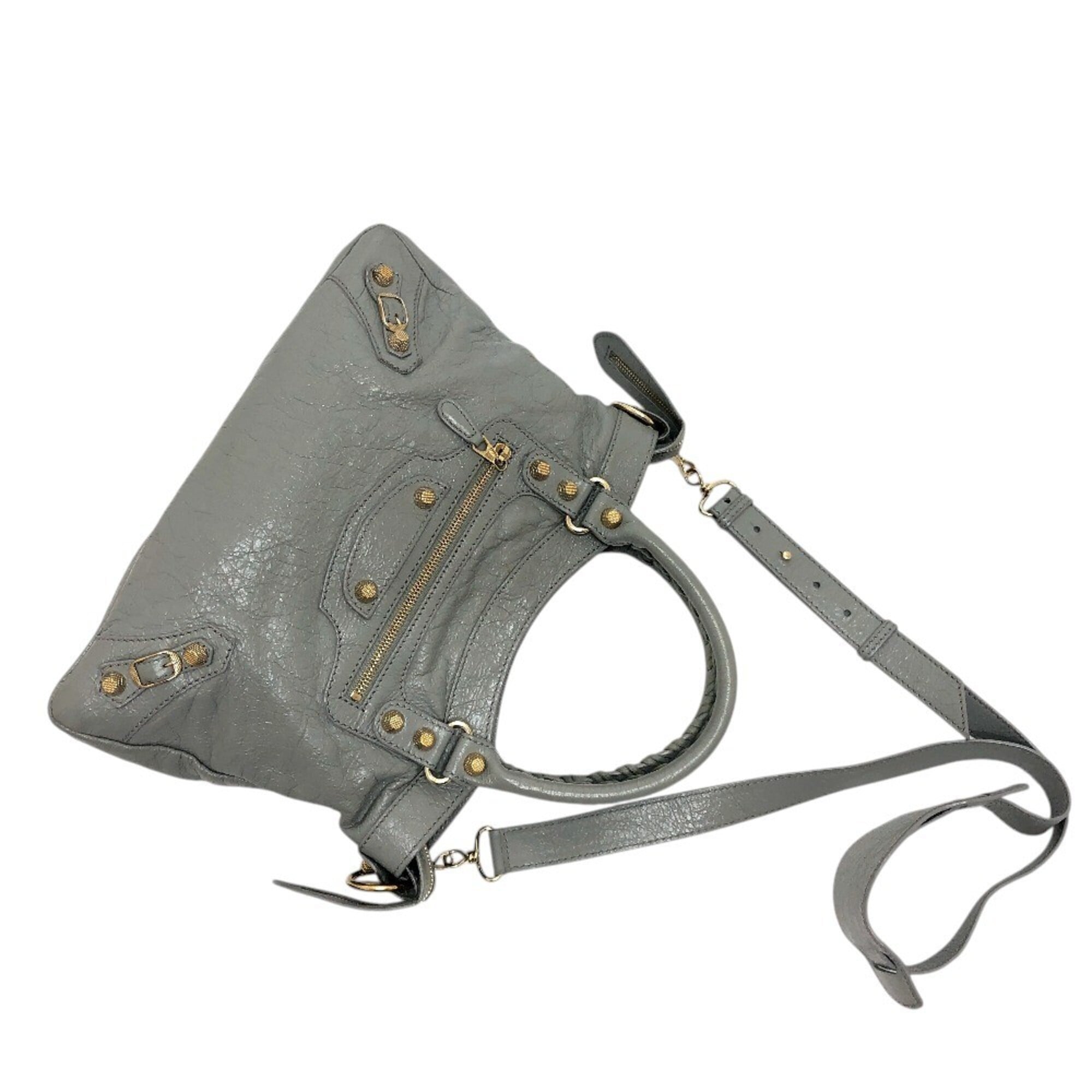 Balenciaga Gray Leather Handbag Shoulder Bag (Pre-Owned)