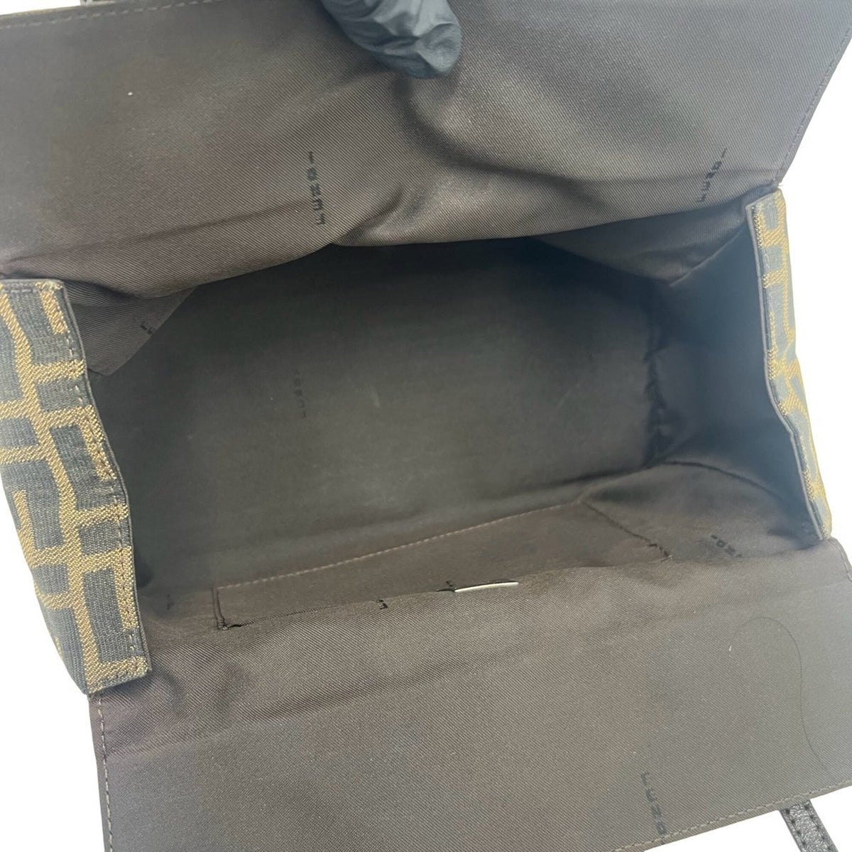 Fendi Black Brown Canvas Leather Handbag Tote Bag (Pre-Owned)