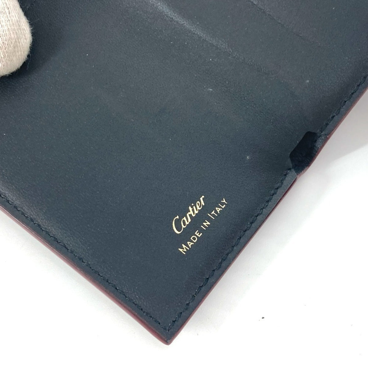 Cartier Wine Red Leather Wallet (Tri-Fold) (Pre-Owned)
