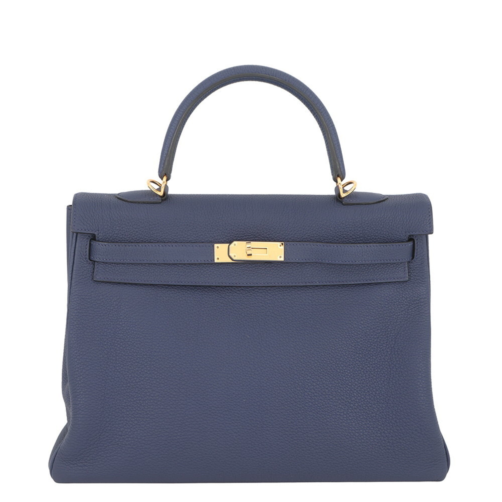 Hermes Blue Navy Togo Leather Handbag (Pre-Owned)
