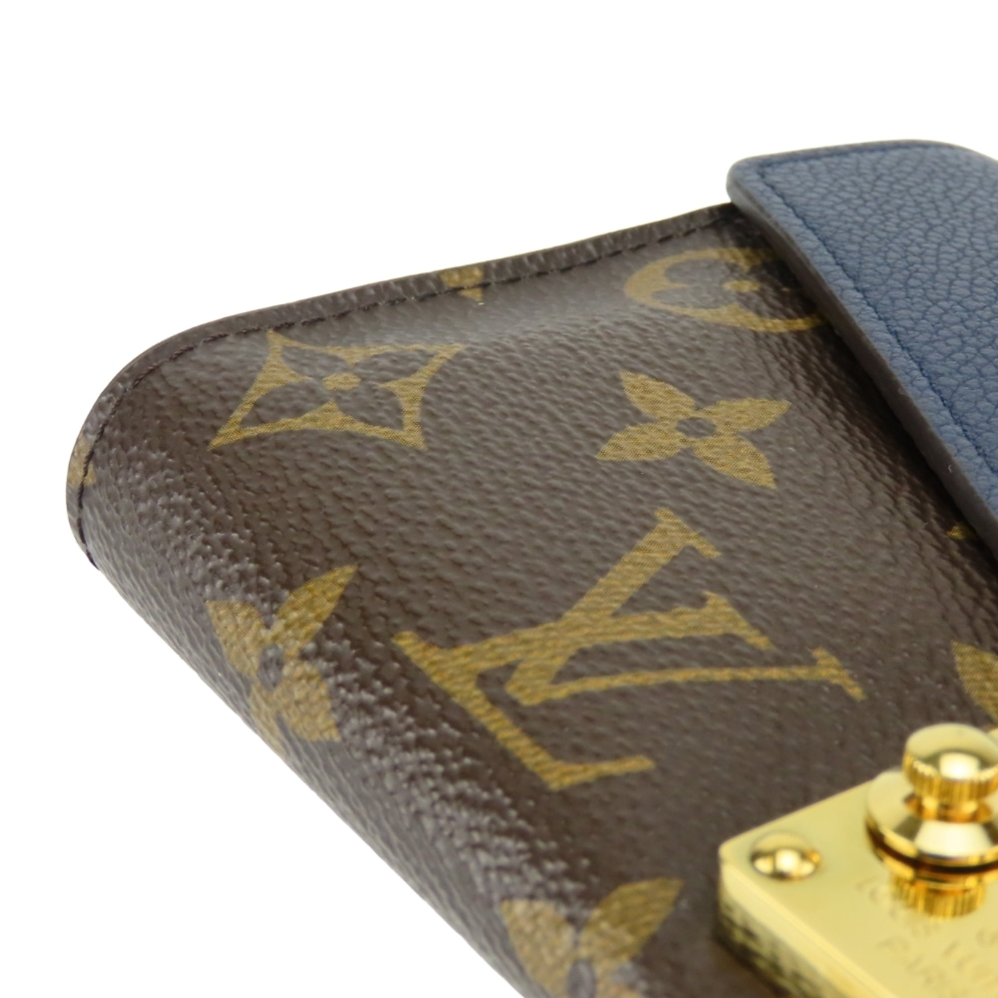 Louis Vuitton Brown Monogram Navy Blue Monogram Leather Long Wallet (Bi-Fold) (Pre-Owned)