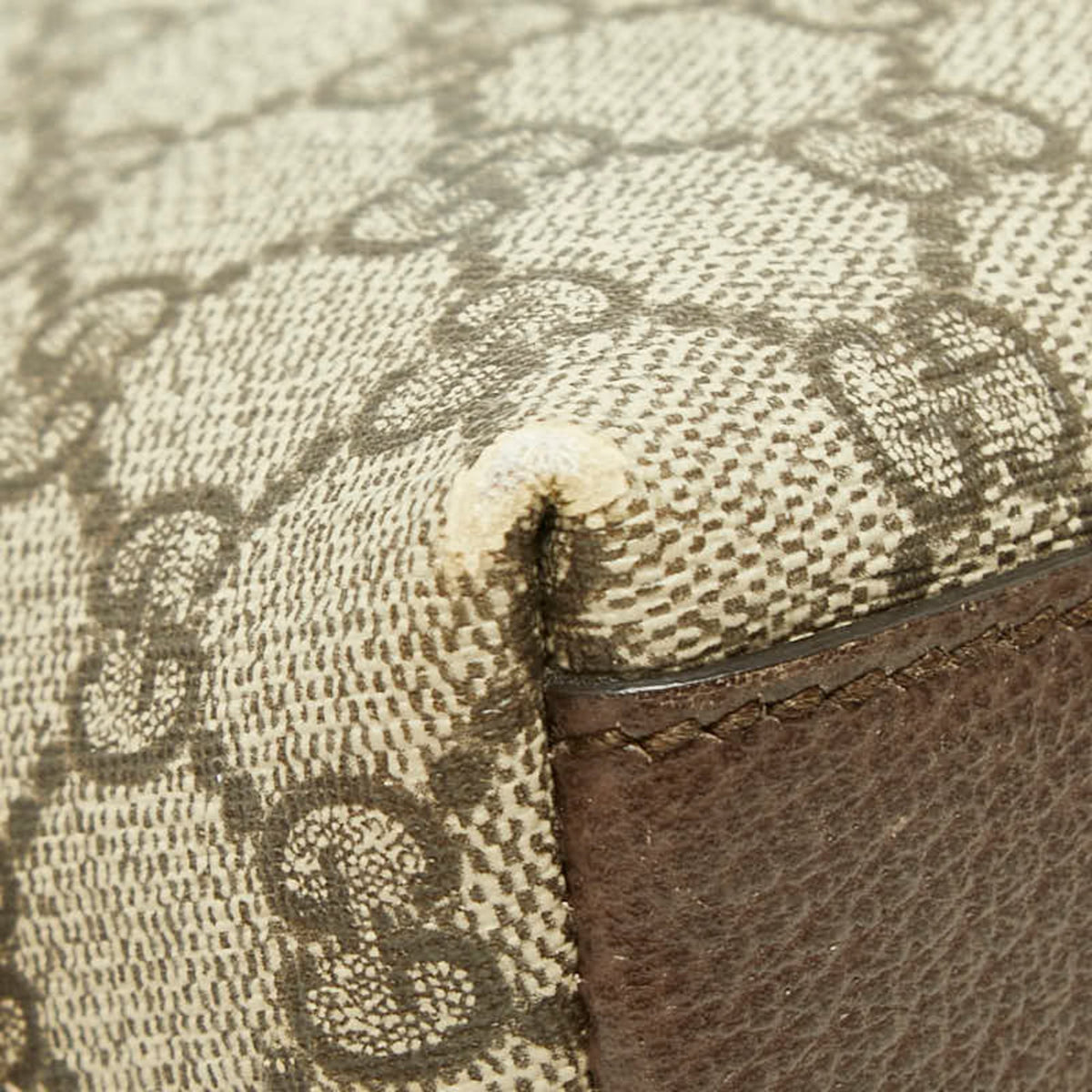 Gucci Sherry Line Beige Brown Pvc Leather Shoulder Bag (Pre-Owned)