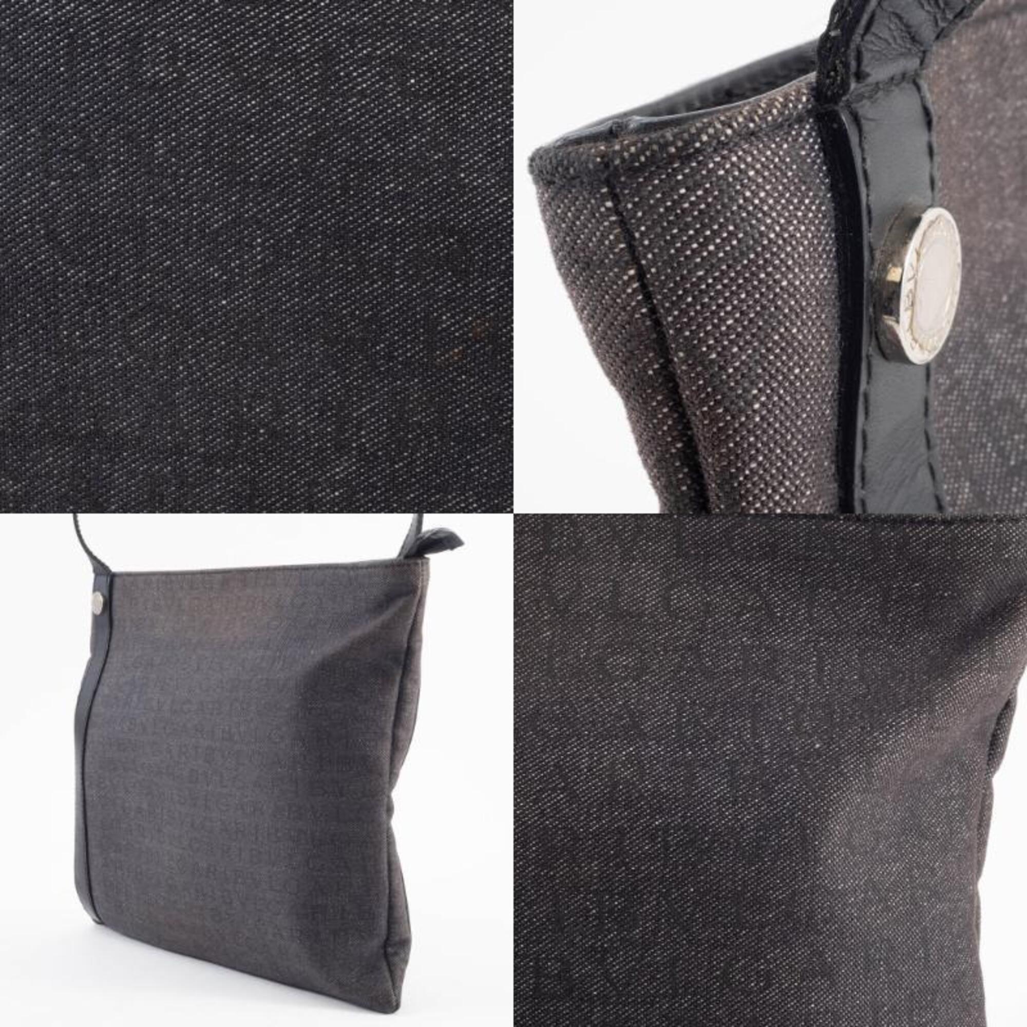 Bvlgari Logomania Black Canvas Leather Shoulder Bag (Pre-Owned)