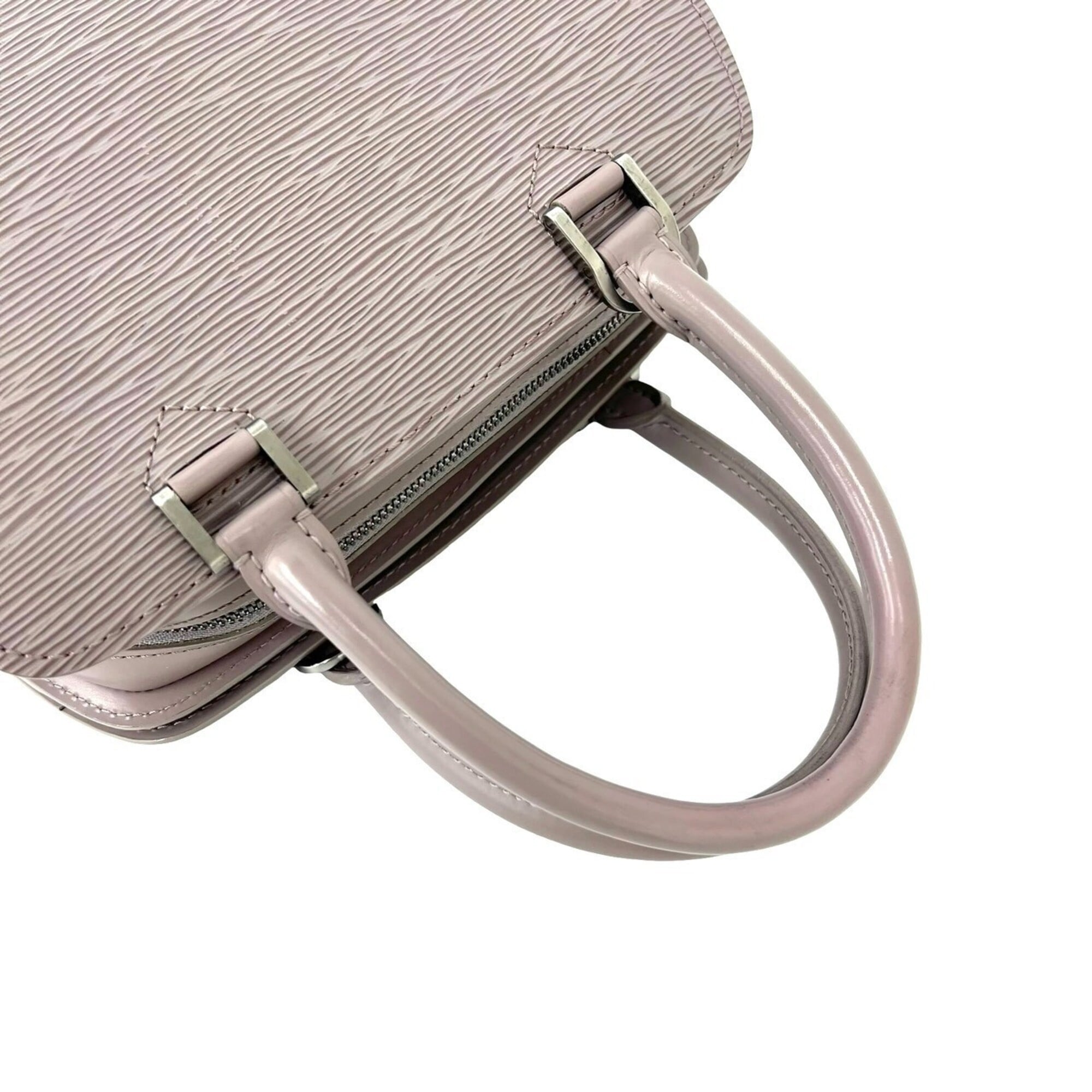 Louis Vuitton Gray Leather Boston Bag Handbag Tote Bag (Pre-Owned)