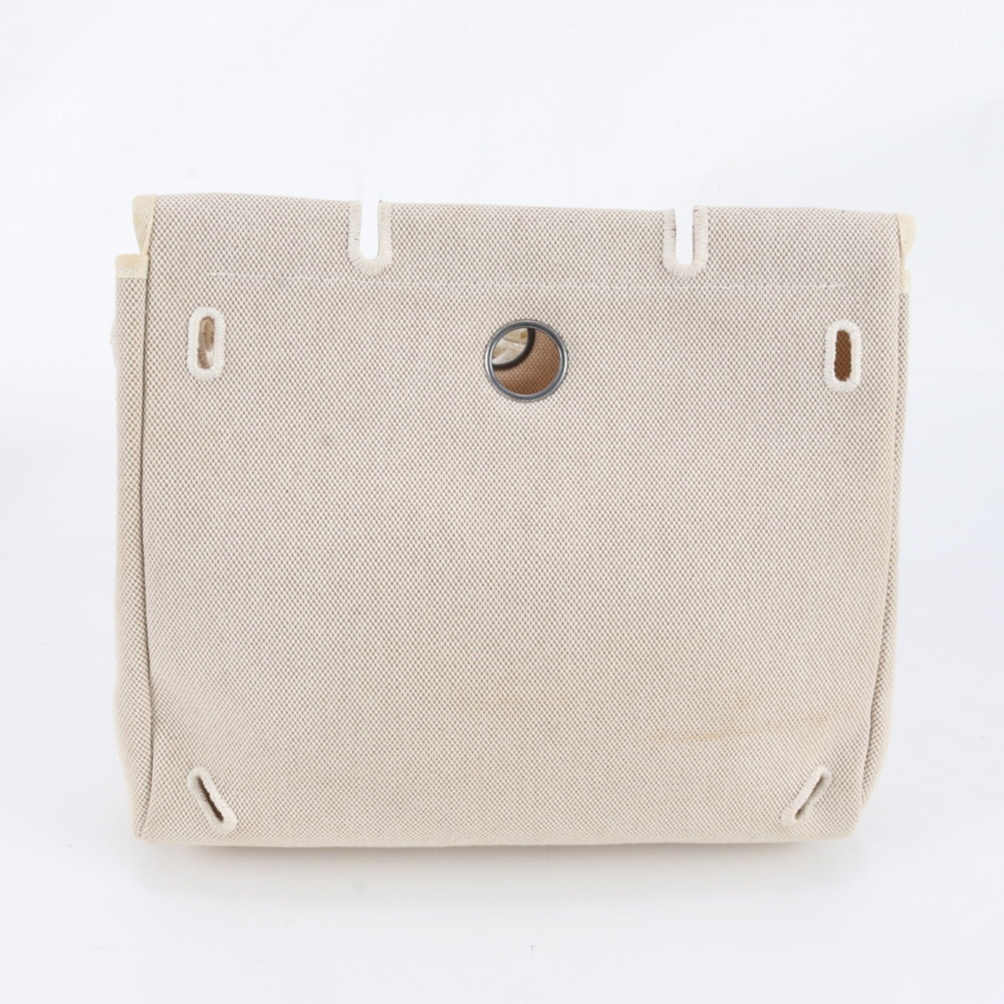 Hermes Beige Leather Canvas Backpack (Pre-Owned)