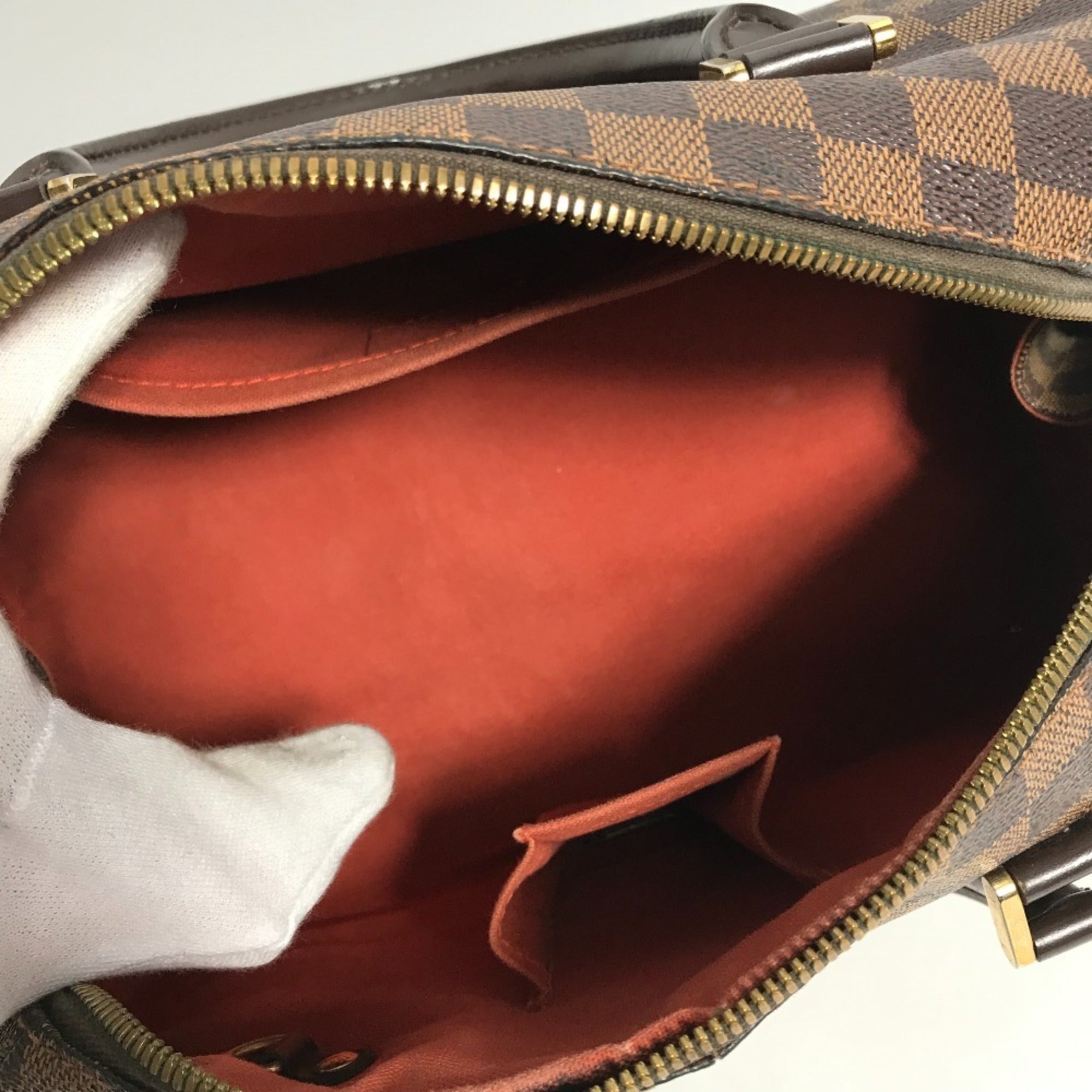 Louis Vuitton Brown Damier Canvas Ebene Damier Canvas Boston Bag Handbag (Pre-Owned)