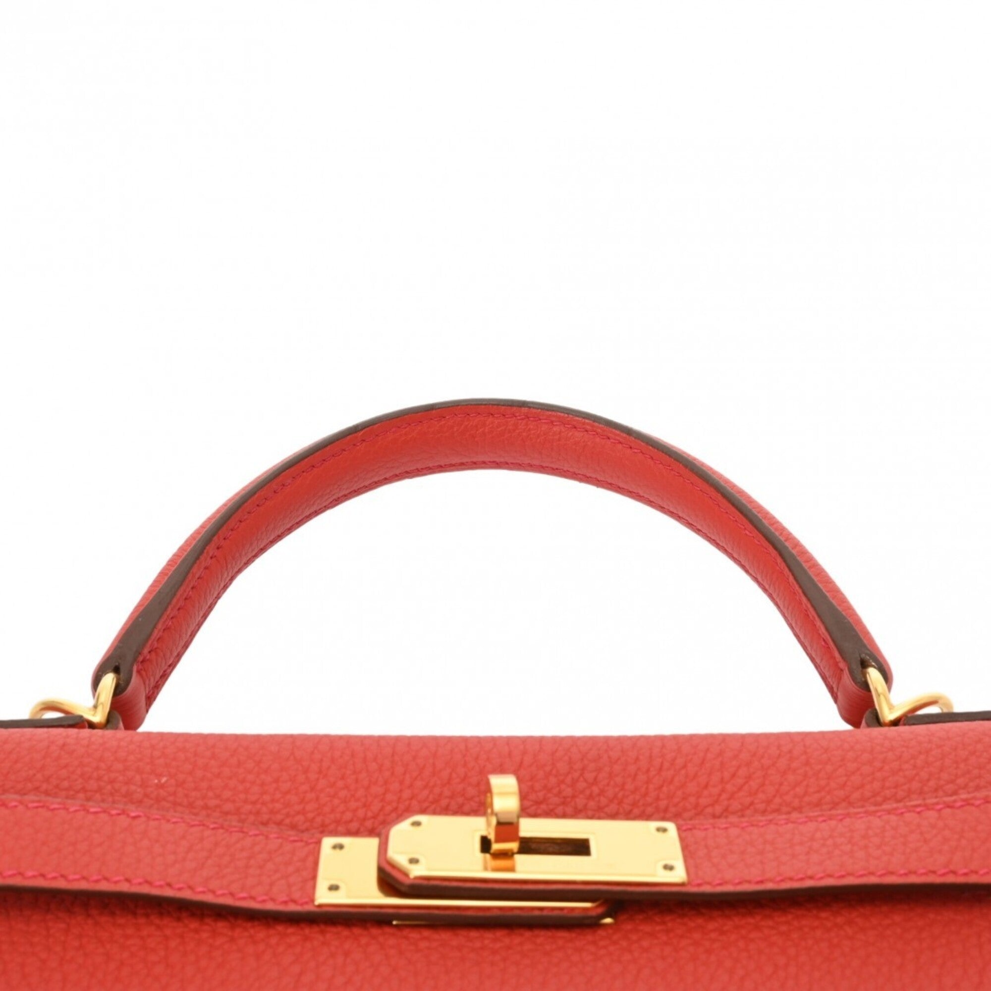 Hermes Vermilion Taurillon Clemence Leather Handbag (Pre-Owned)