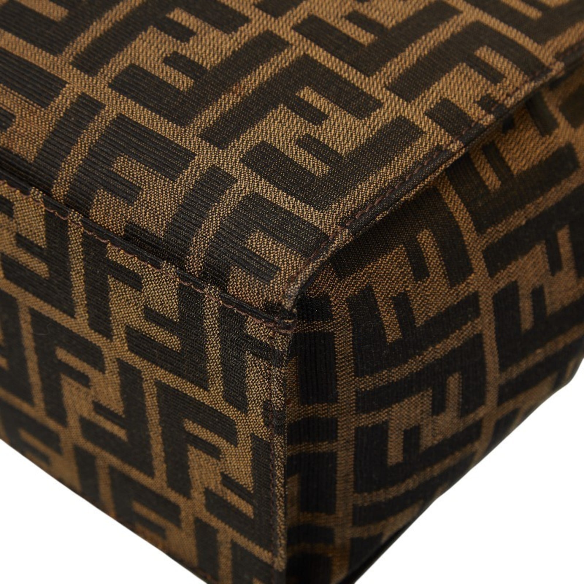 Fendi Brown Canvas Leather Shoulder Bag Tote Bag (Pre-Owned)