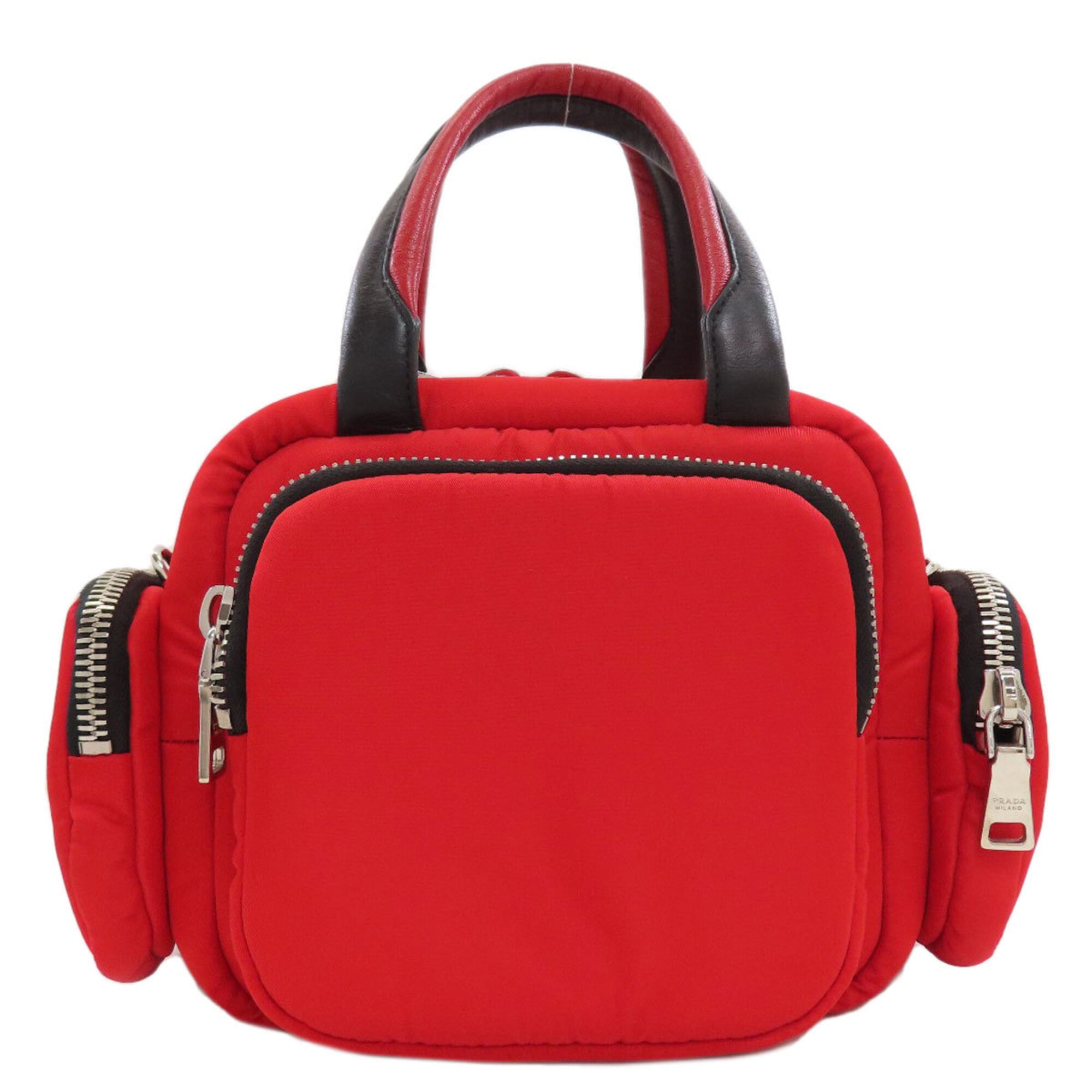 Prada Red Color Nylon Handbag (Pre-Owned)