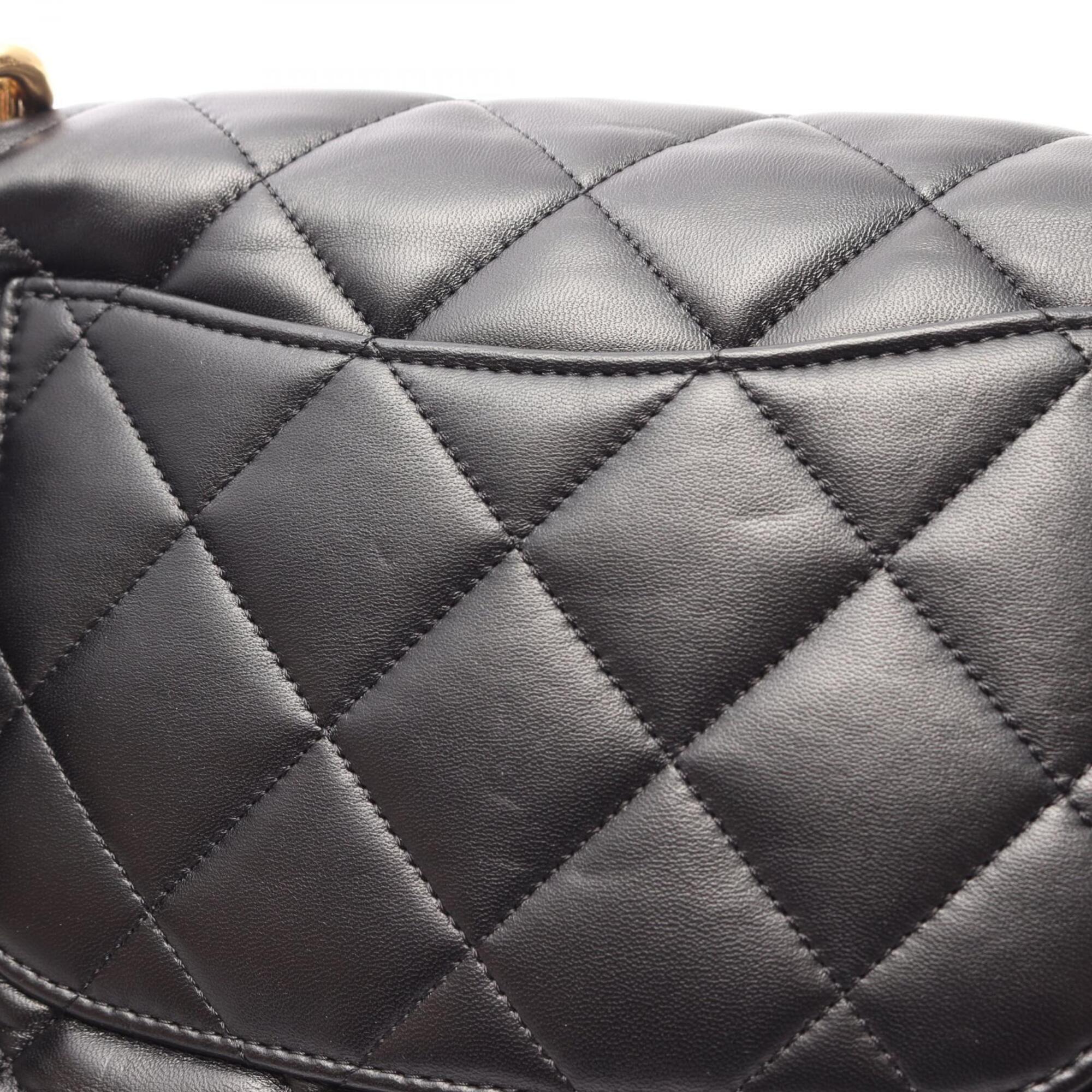 Chanel Black Leather Handbag Shoulder Bag (Pre-Owned)