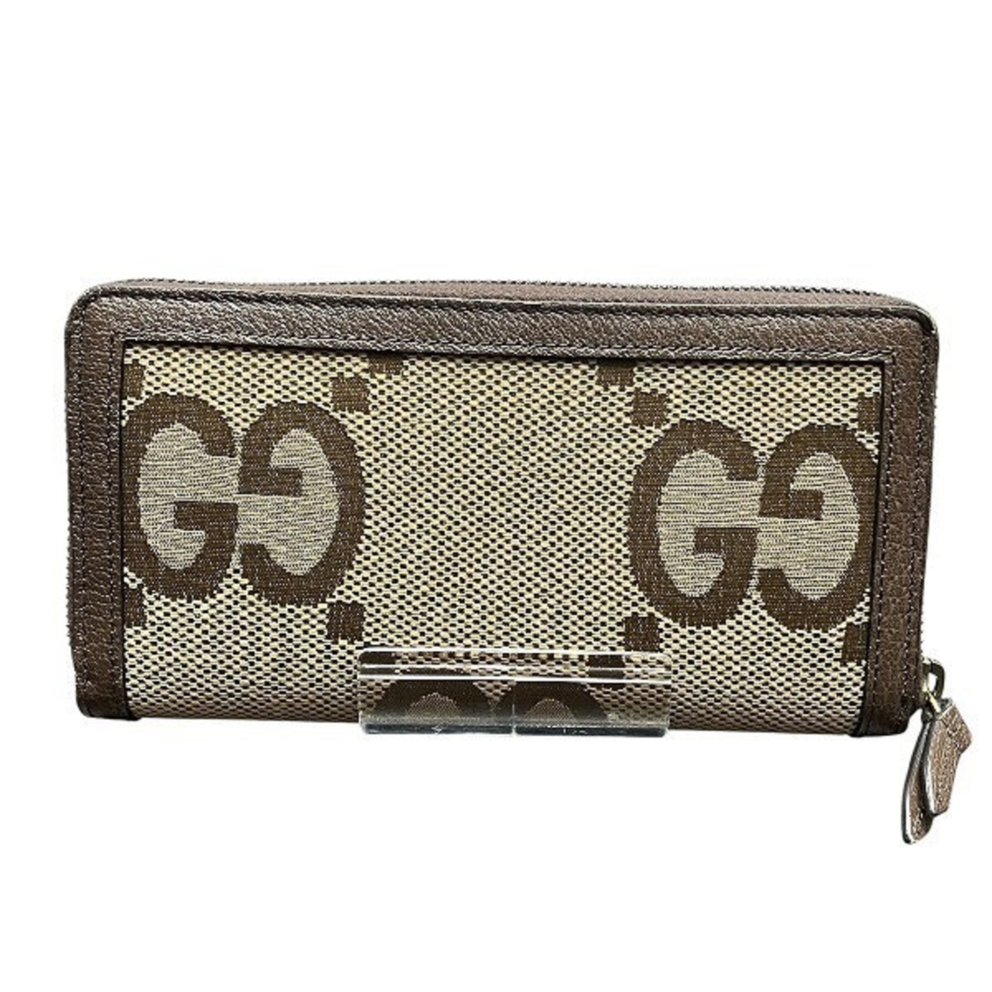 Gucci Brown Bamboo Gg Canvas Long Wallet (Bi-Fold) (Pre-Owned)