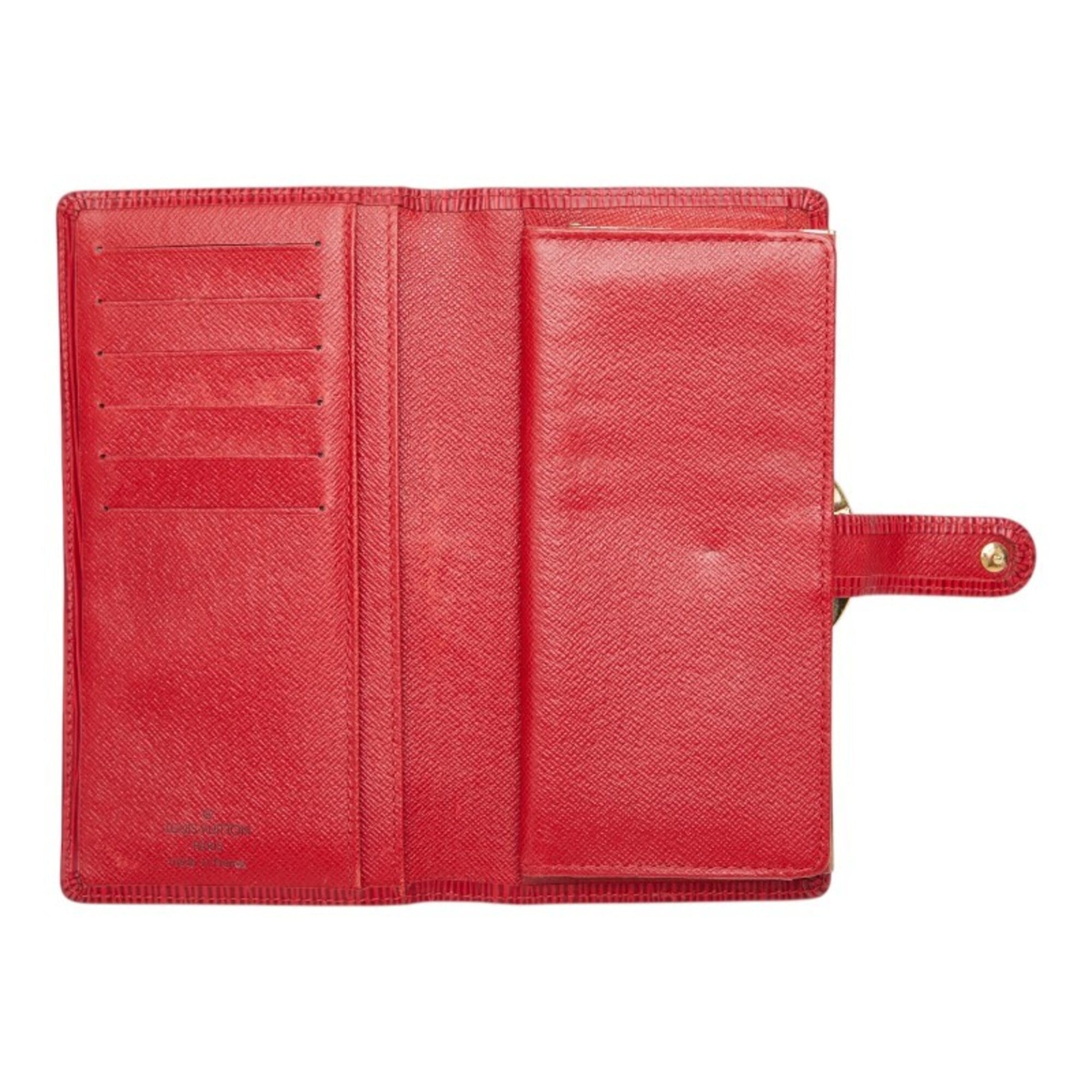 Louis Vuitton Castilian Red Leather Long Wallet (Bi-Fold) (Pre-Owned)