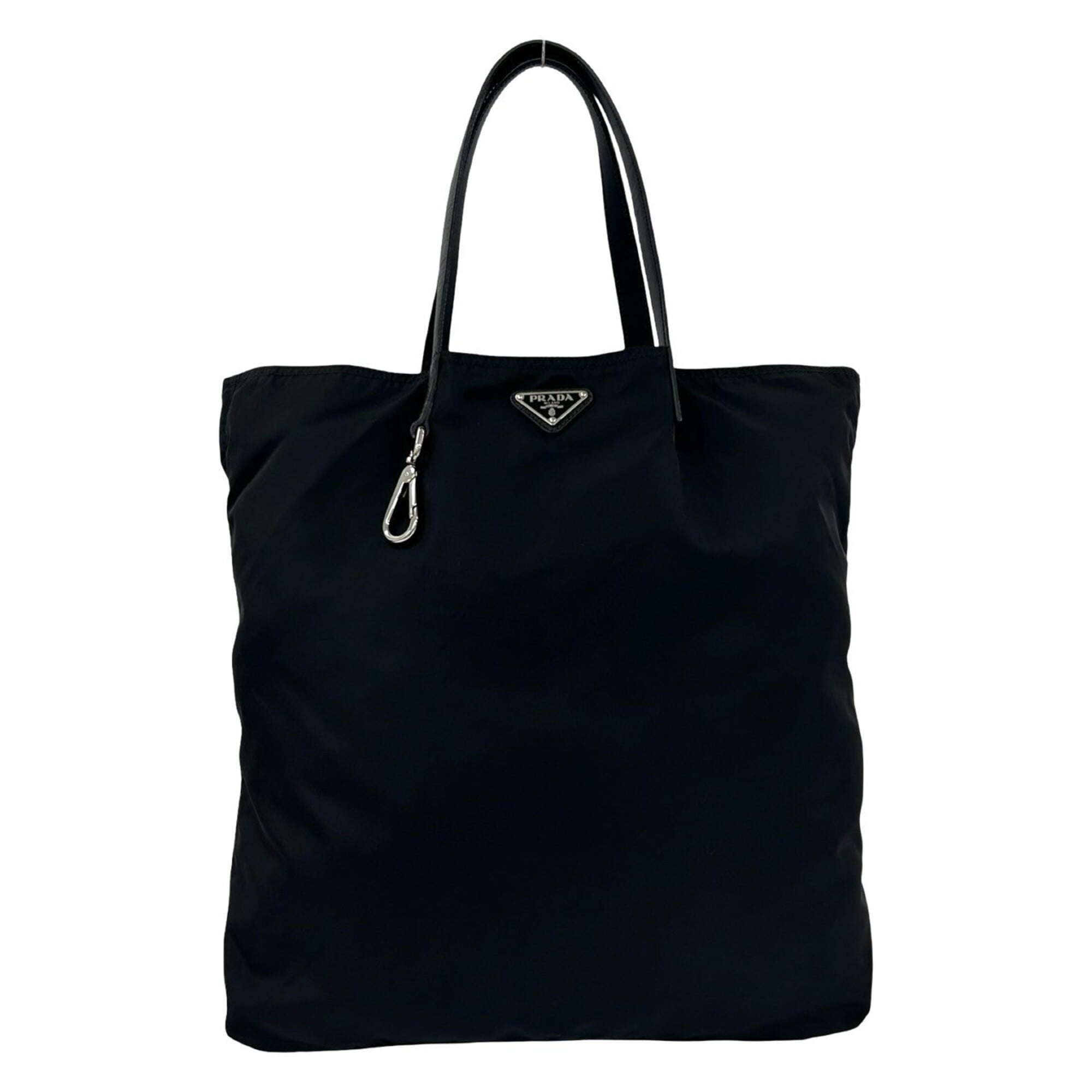 Prada Black Nylon Leather Handbag Tote Bag (Pre-Owned)