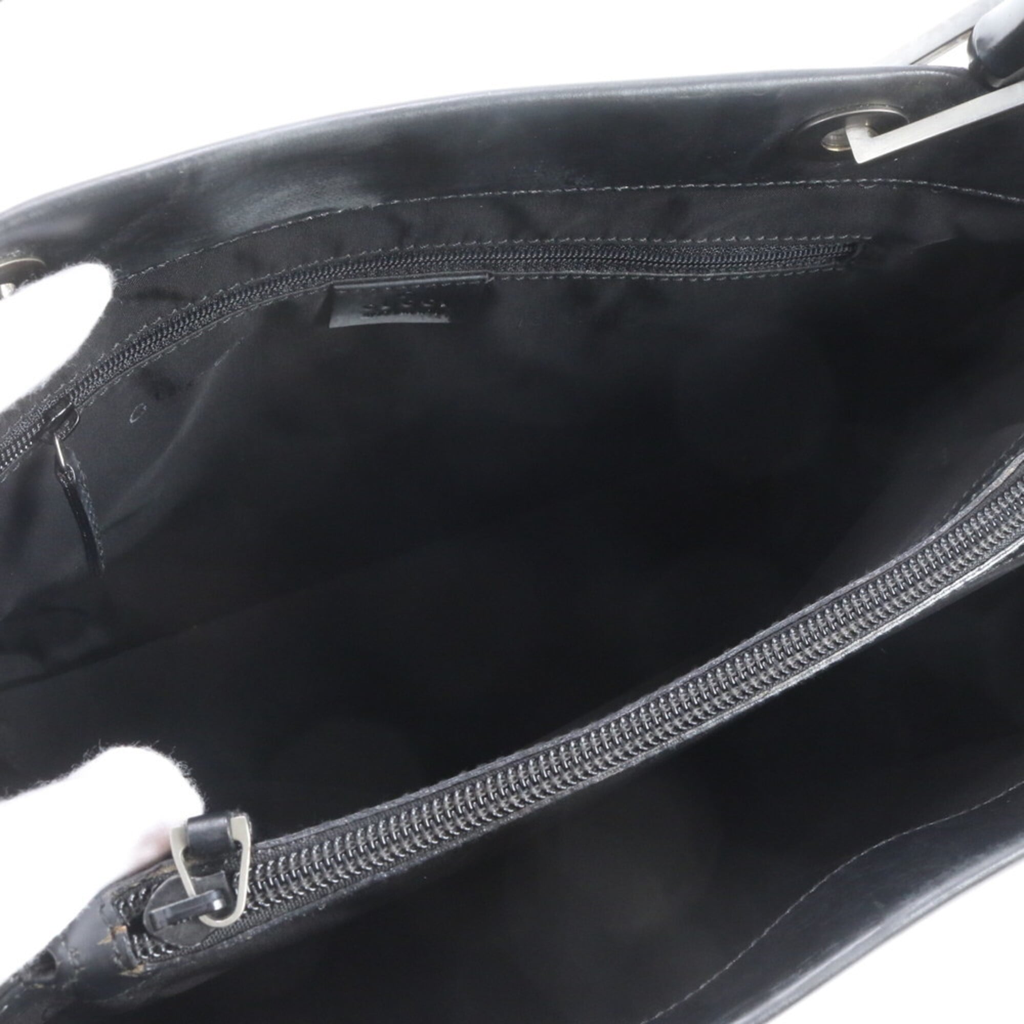 Gucci Bamboo Black Leather Handbag Tote Bag (Pre-Owned)