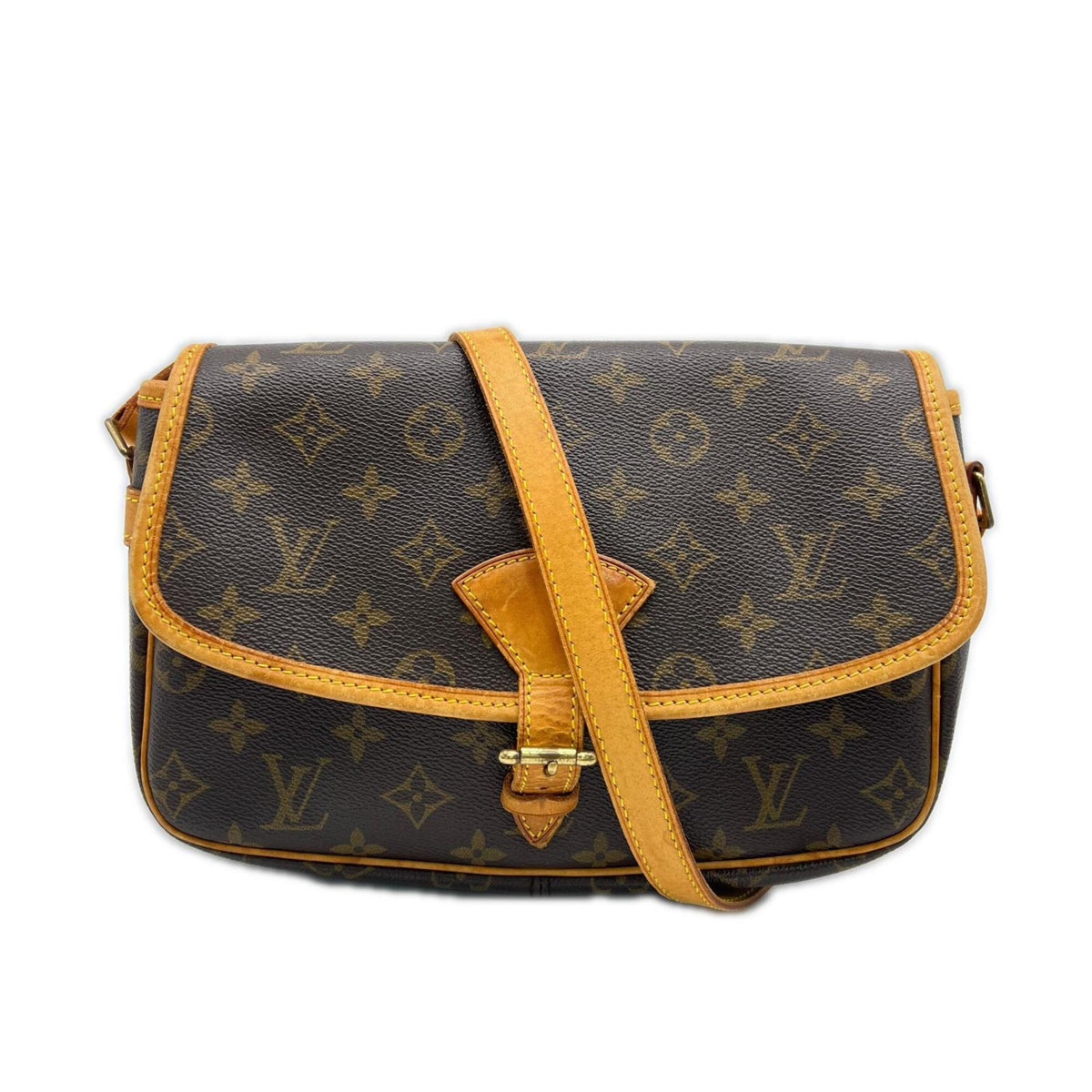Louis Vuitton Monogram Beige Brown Coated Canvas Leather Shoulder Bag (Pre-Owned)