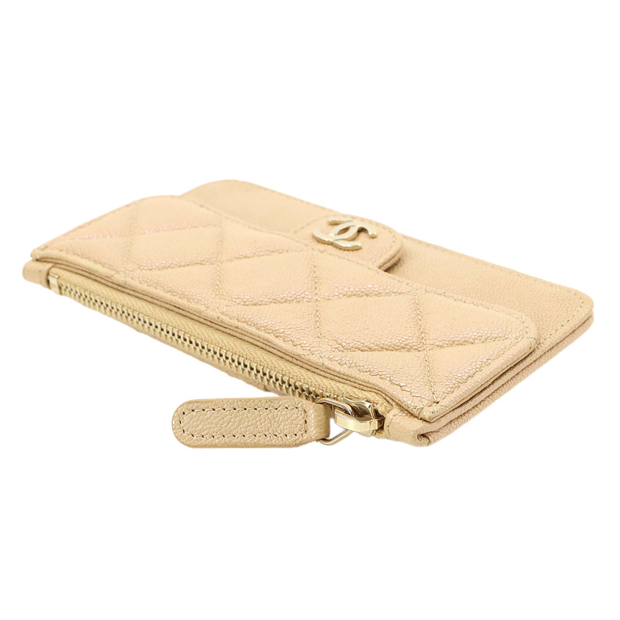 Chanel Beige Grained Calfskin Coin Purse/Coin Case (Pre-Owned)