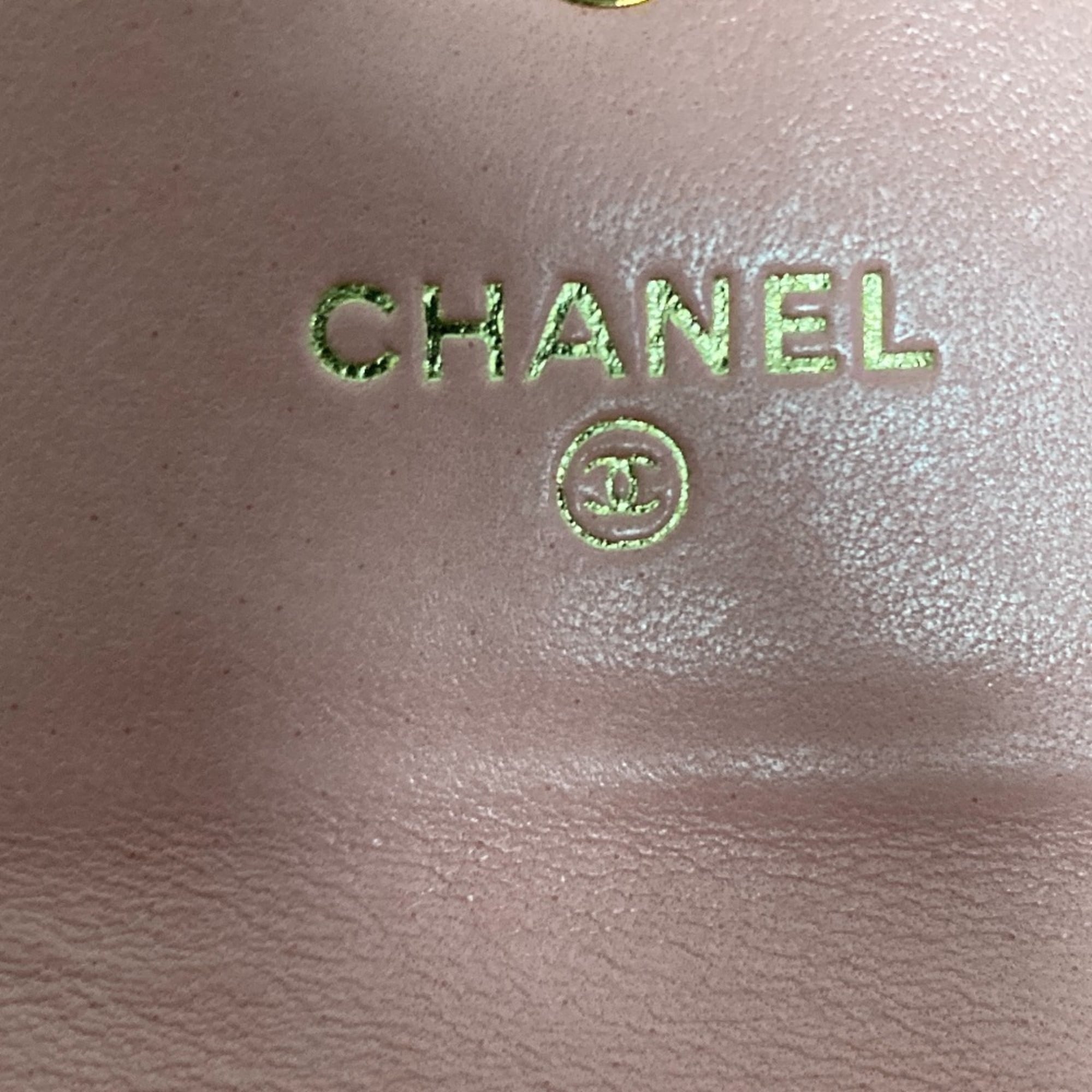 Chanel Pink Grained Calfskin Wallet (Tri-Fold) (Pre-Owned)