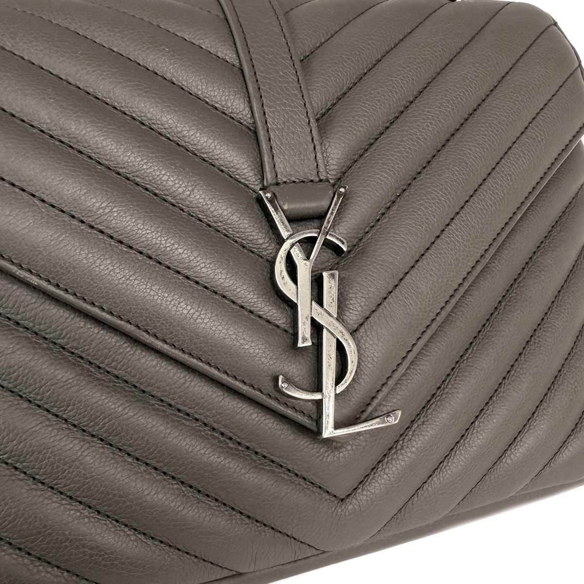 Saint Laurent Gray Leather Handbag Shoulder Bag (Pre-Owned)