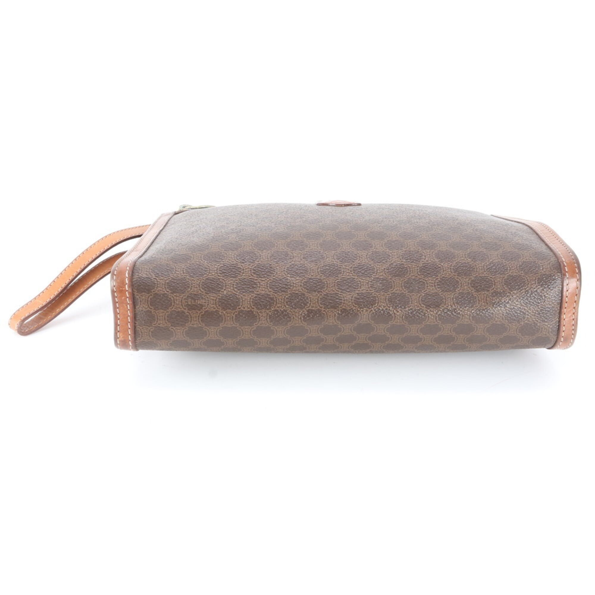 Celine Macadam Brown Leather Coated Canvas Handbag (Pre-Owned)
