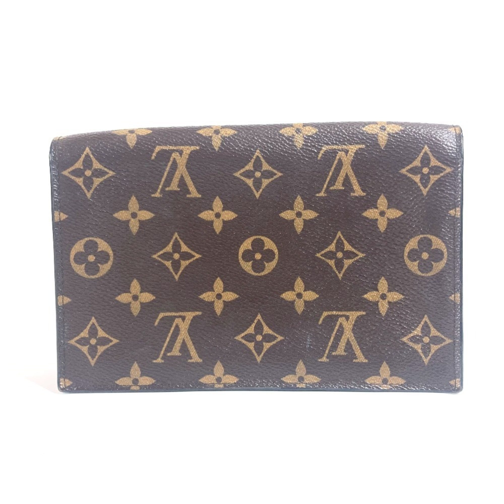 Louis Vuitton Brown Fuchsia Pink Monogram Clutch Bag Shoulder Bag (Pre-Owned)