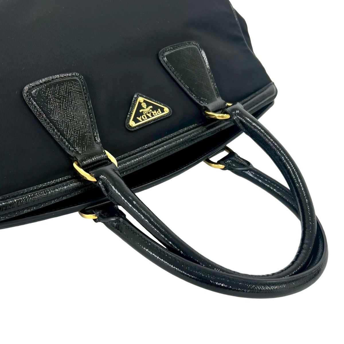 Prada Black Nylon Leather Handbag (Pre-Owned)