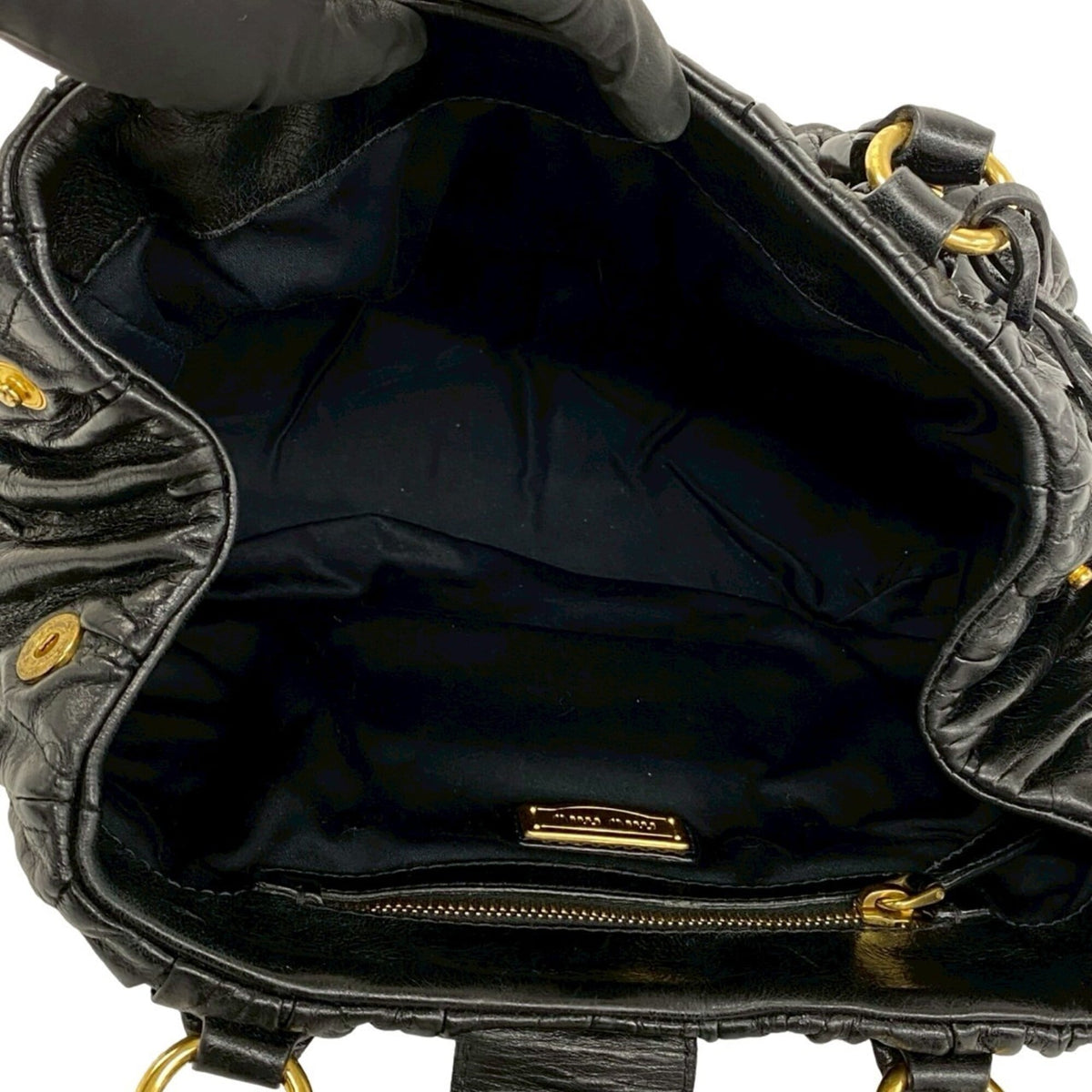 Miu Miu Black Leather Handbag Shoulder Bag Tote Bag (Pre-Owned)